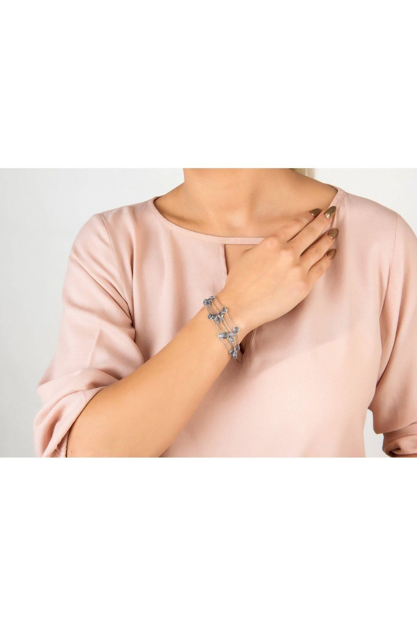 Naples Statement Gemstone Bracelet Silver Blue Topaz - LATELITA Bracelets