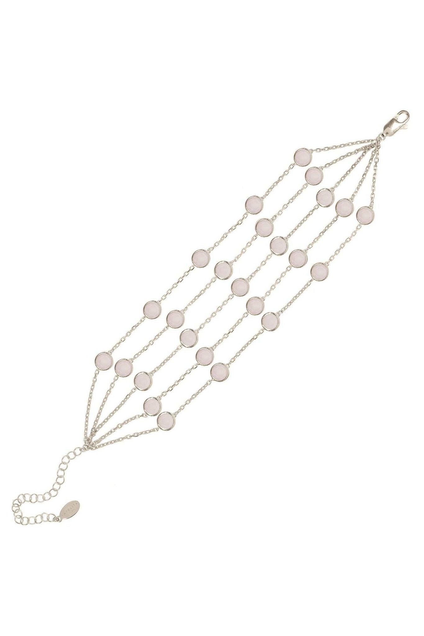 Naples Statement Gemstone Bracelet Silver Rose Quartz - LATELITA Bracelets