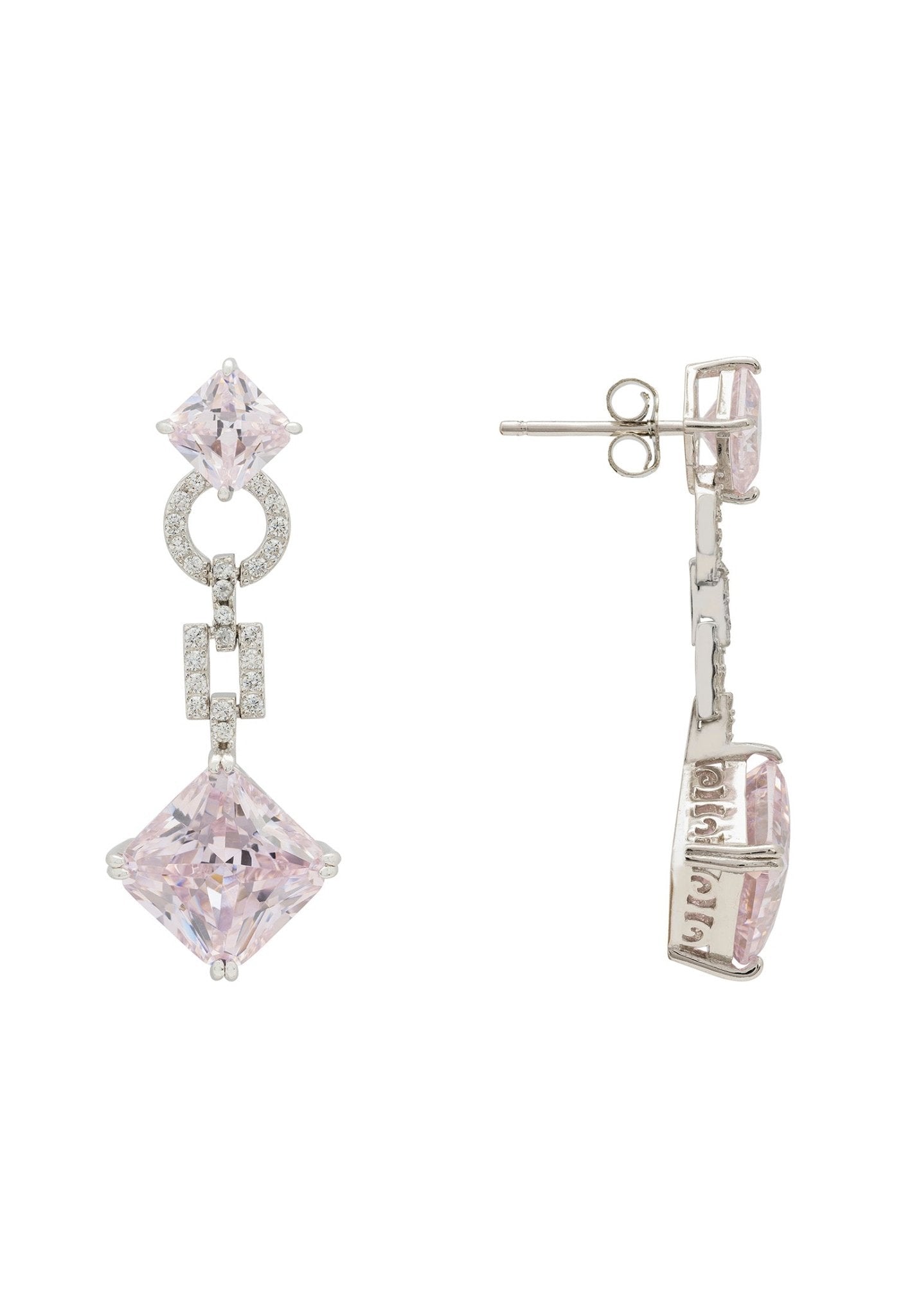 Noor Pink Morganite Drop Earrings Silver - LATELITA Earrings