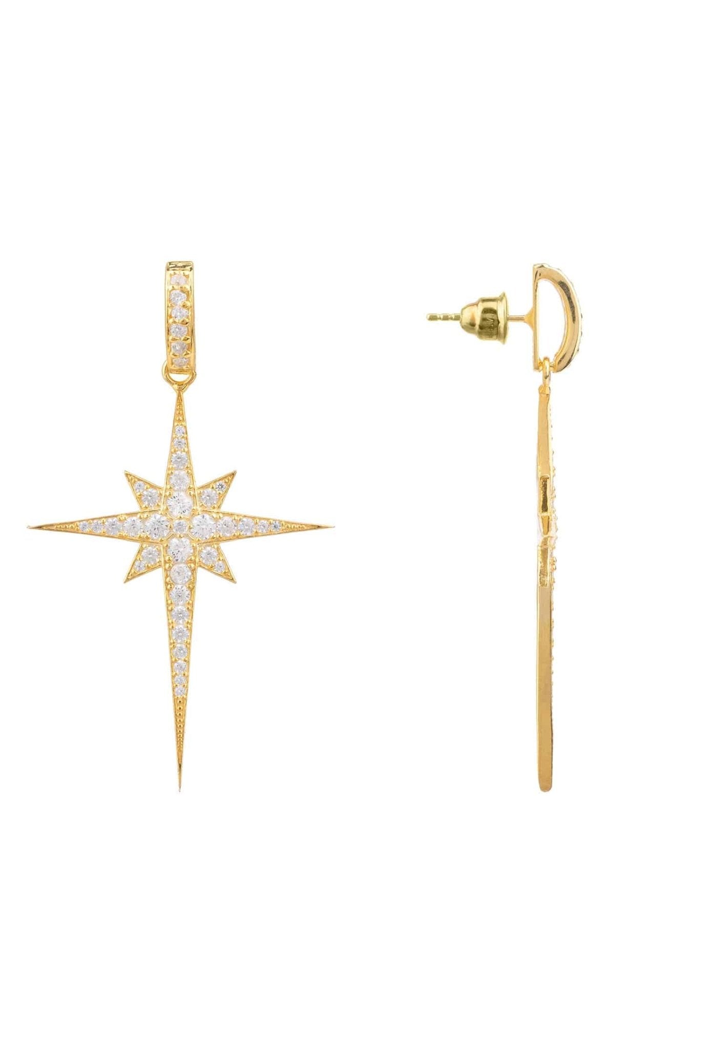 North Star Burst Large Drop Earrings Gold - LATELITA Earrings