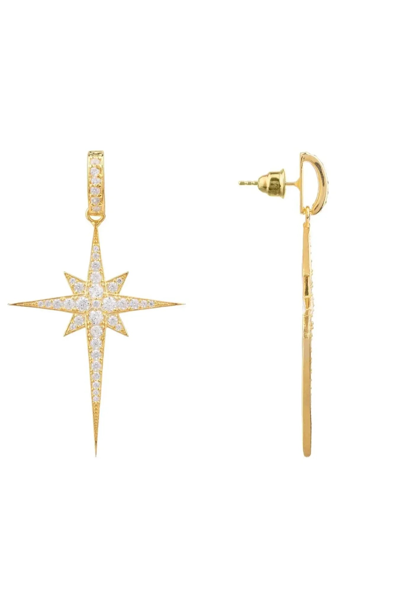 North Star Burst Large Drop Earrings Gold - LATELITA Earrings