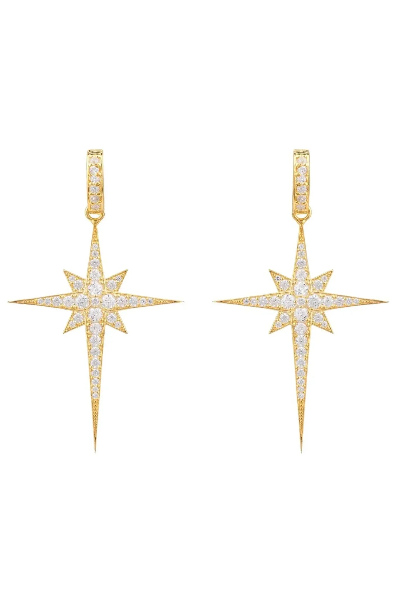 North Star Burst Large Drop Earrings Gold - LATELITA Earrings
