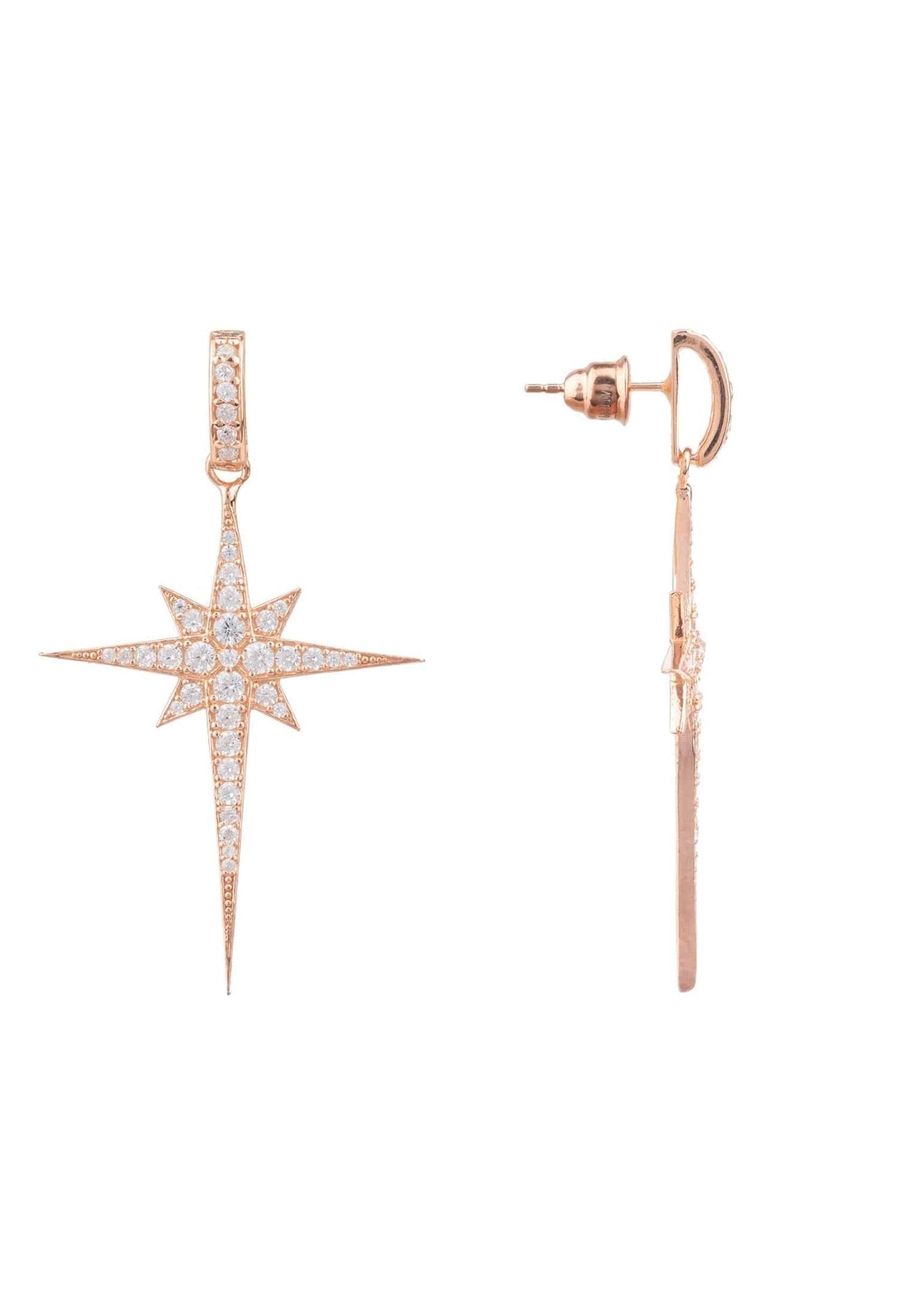 North Star Burst Large Drop Earrings Rosegold - LATELITA Earrings