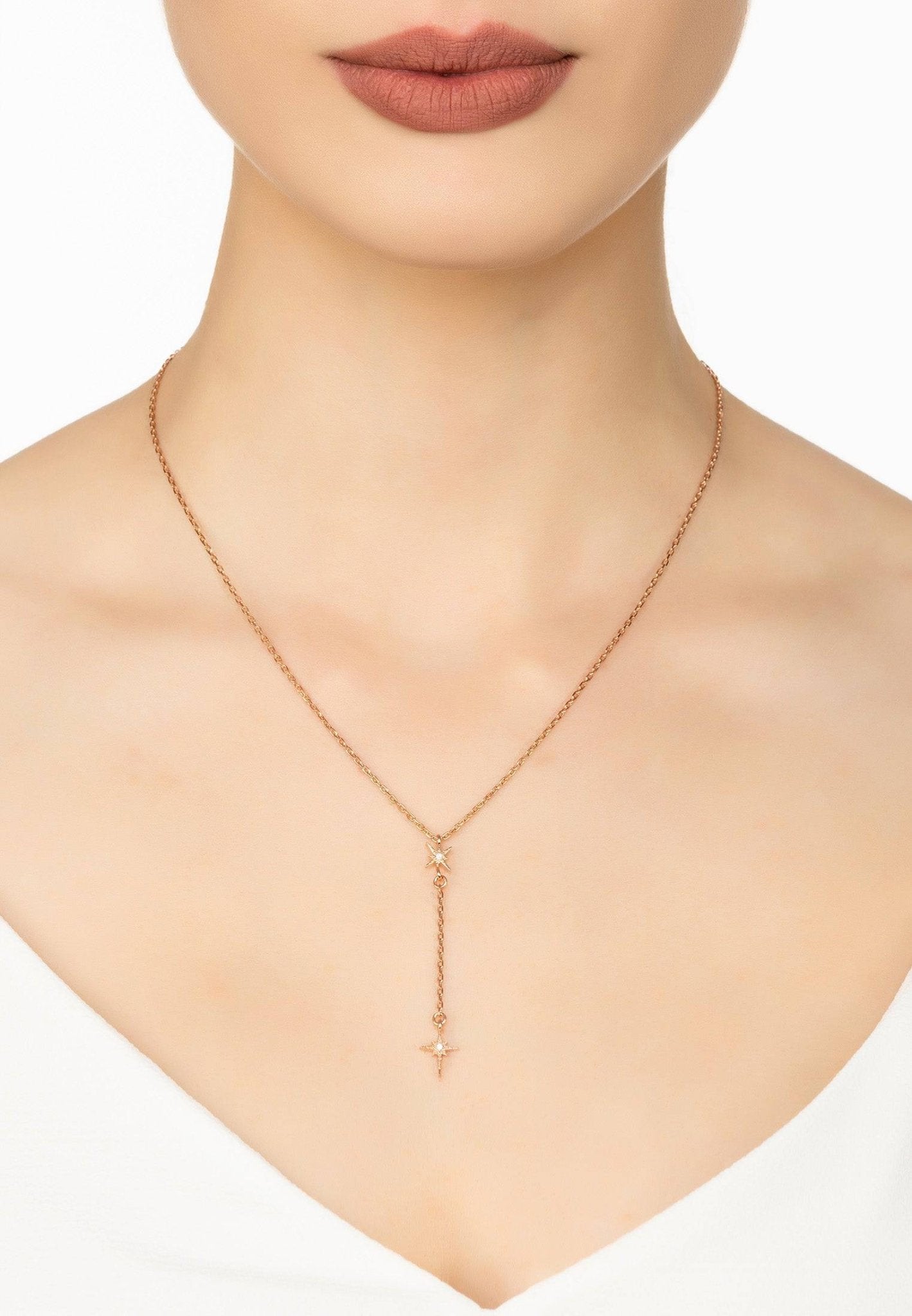 North Star Burst Mini Drop Necklace Rosegold - LATELITA Necklaces