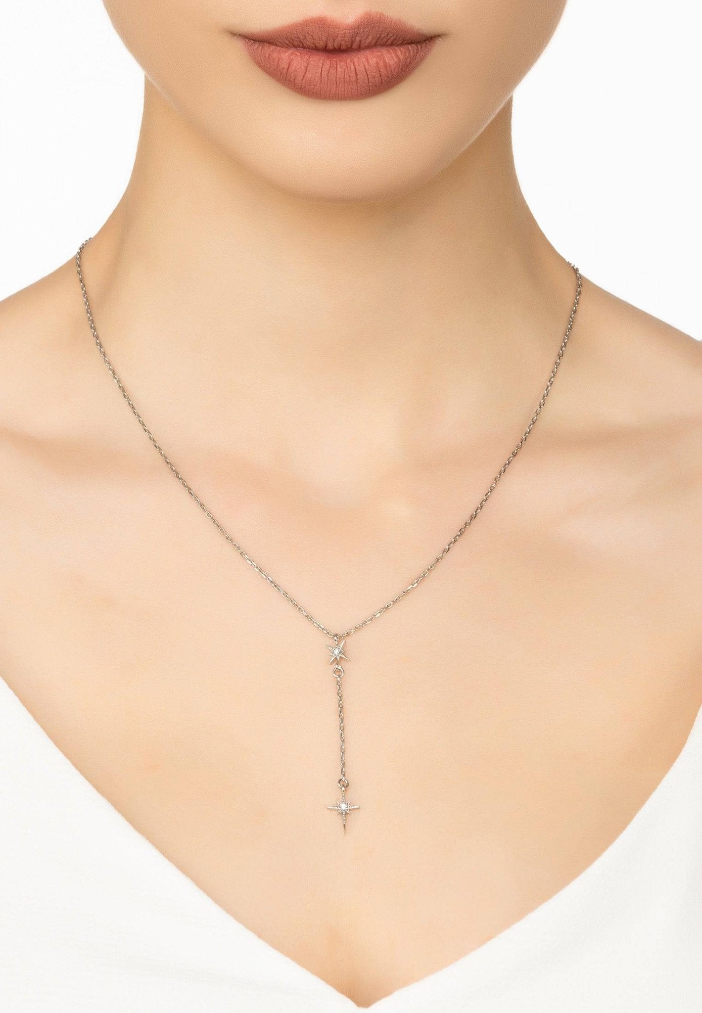 North Star Burst Mini Drop Necklace Silver - LATELITA Necklaces