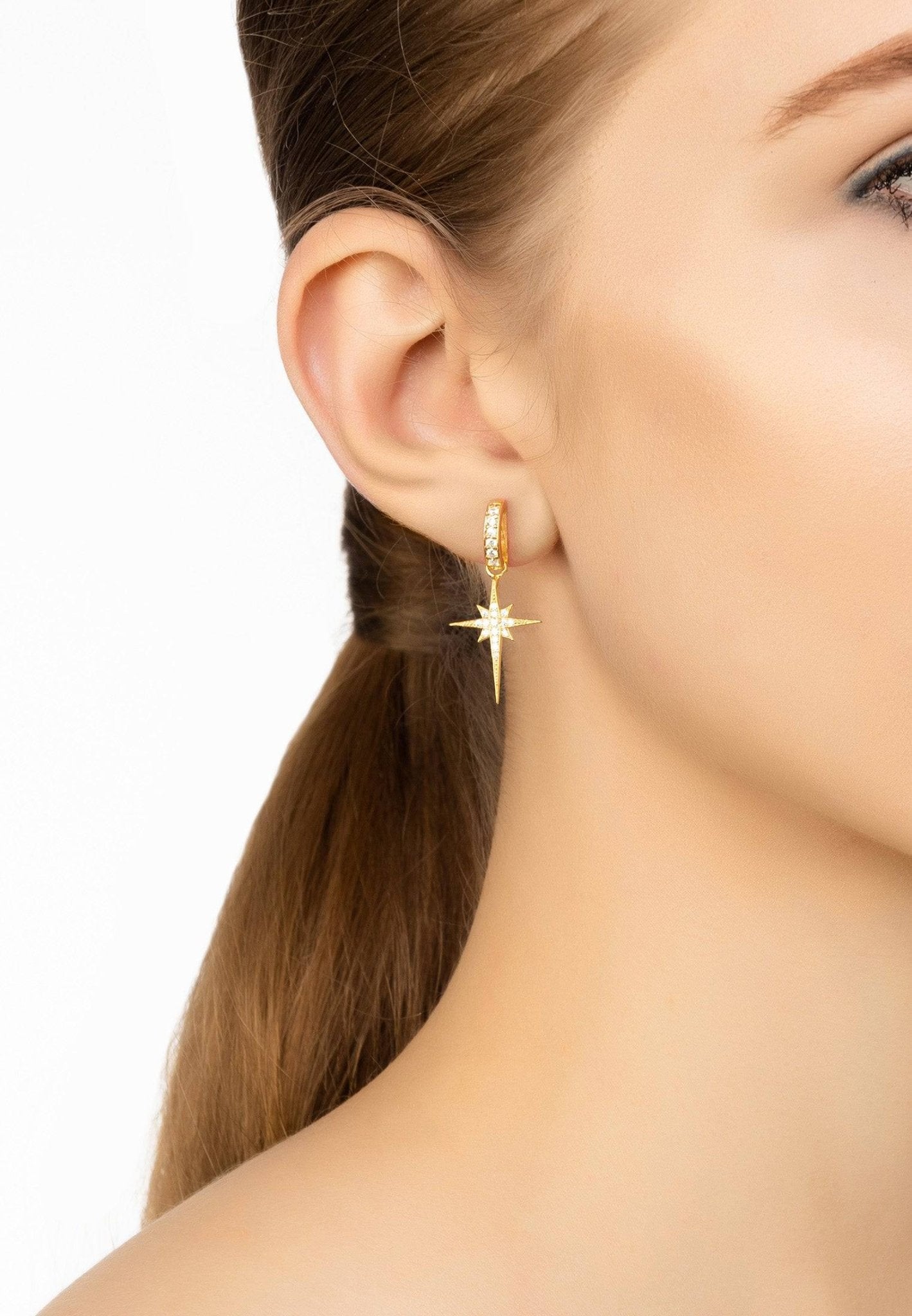 North Star Burst Small Drop Earrings Gold - LATELITA Earrings