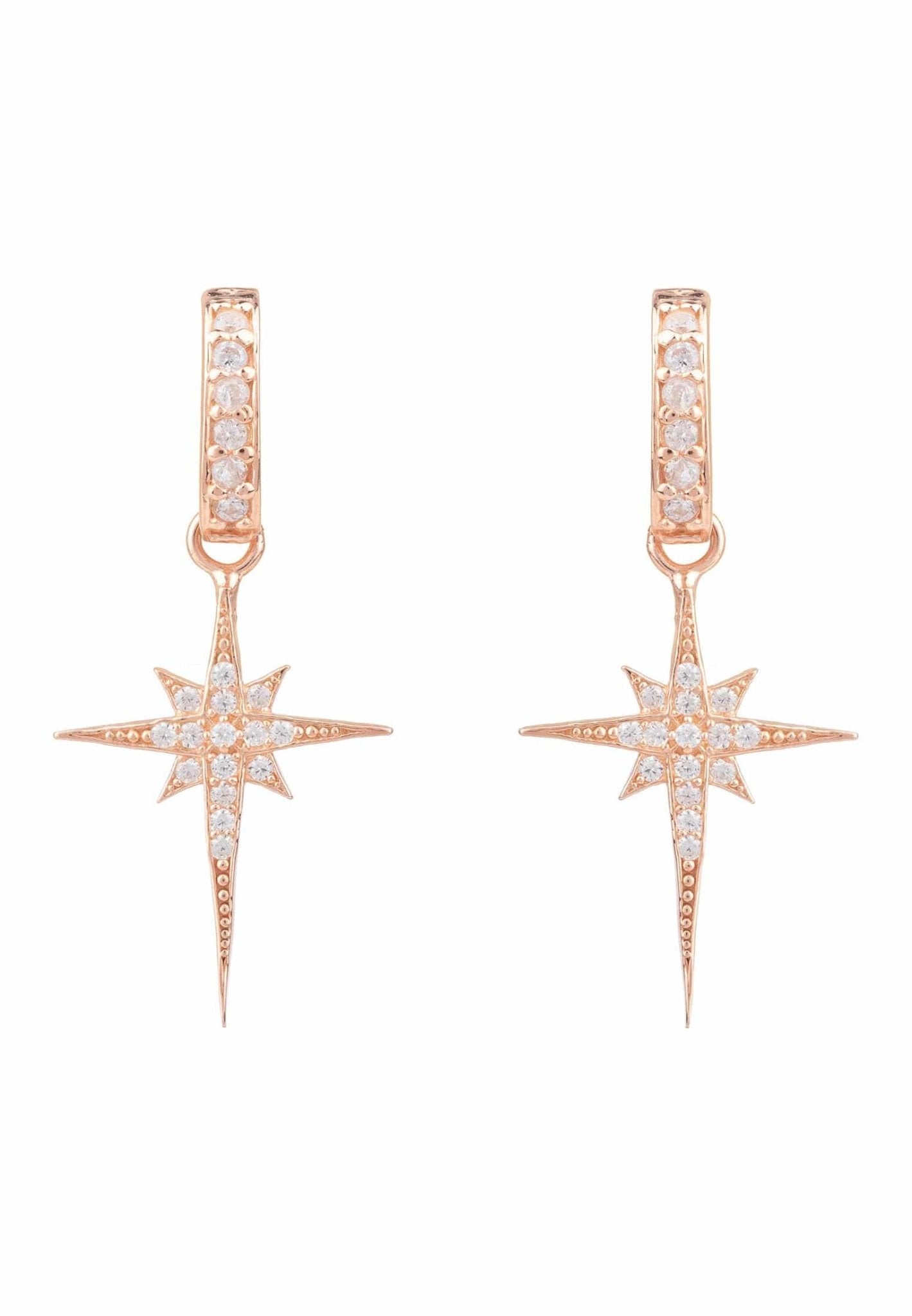 North Star Burst Small Drop Earrings Rosegold - LATELITA Earrings