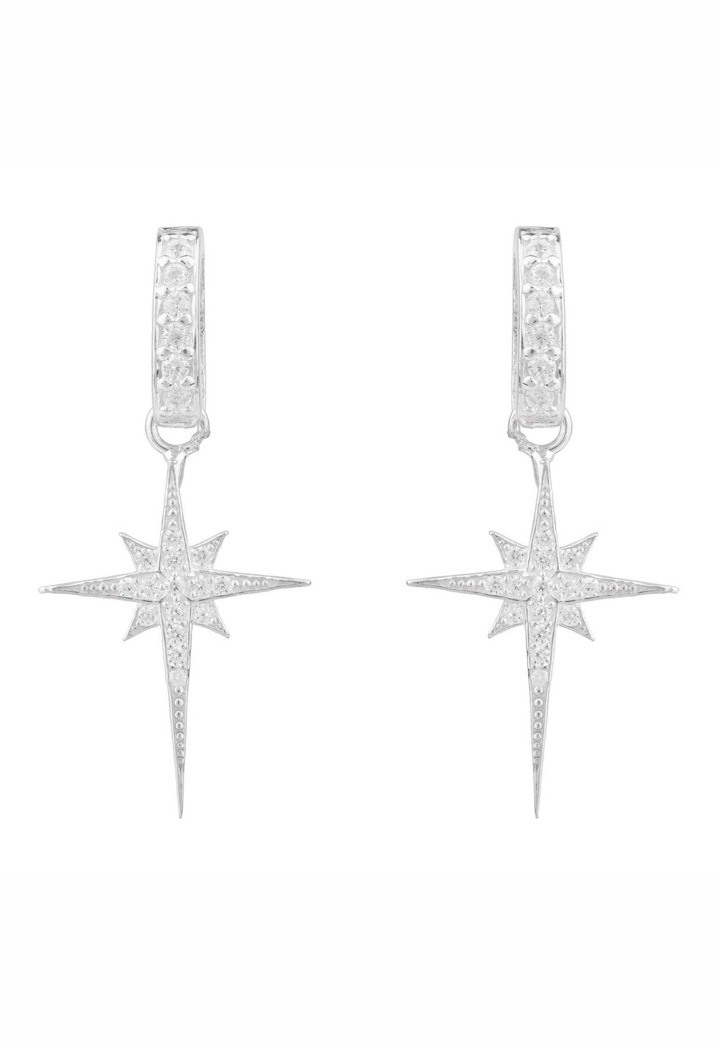 North Star Burst Small Drop Earrings Silver - LATELITA Earrings