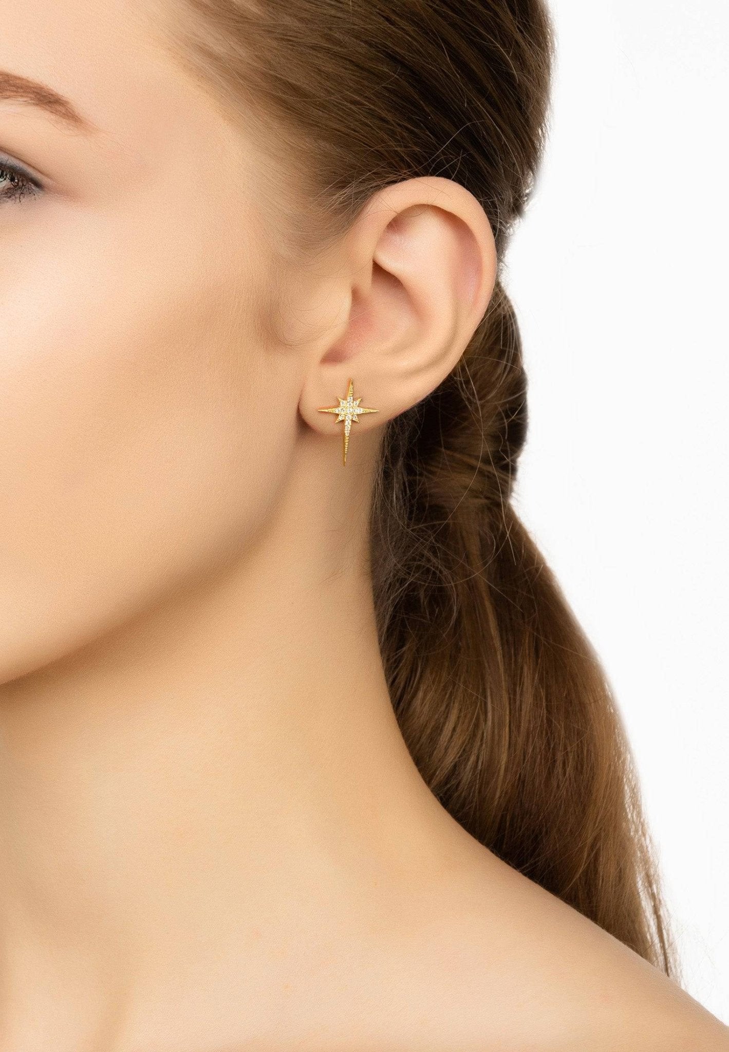 North Star Small Stud Earrings Gold - LATELITA Earrings