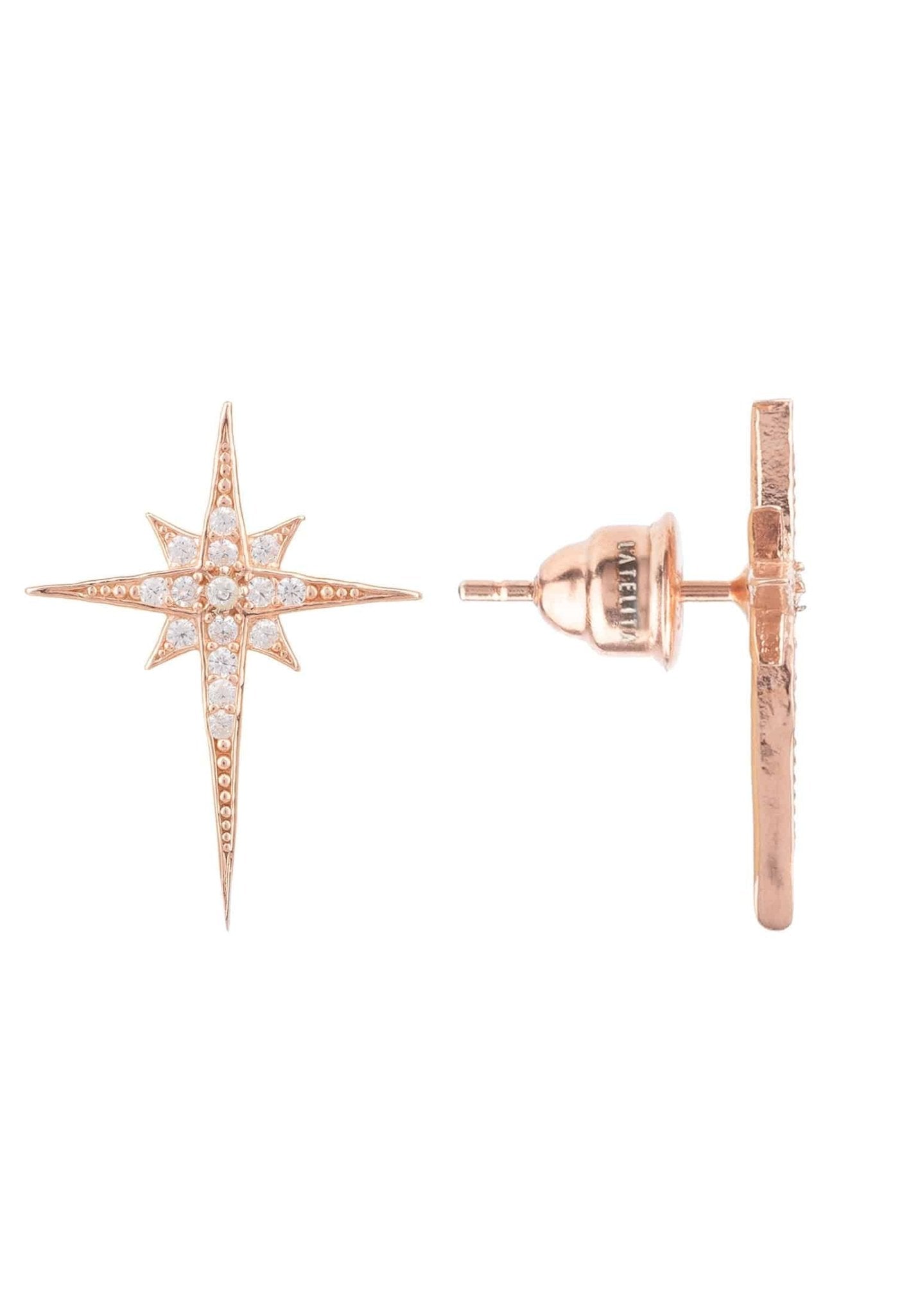North Star Small Stud Earrings Rosegold - LATELITA Earrings