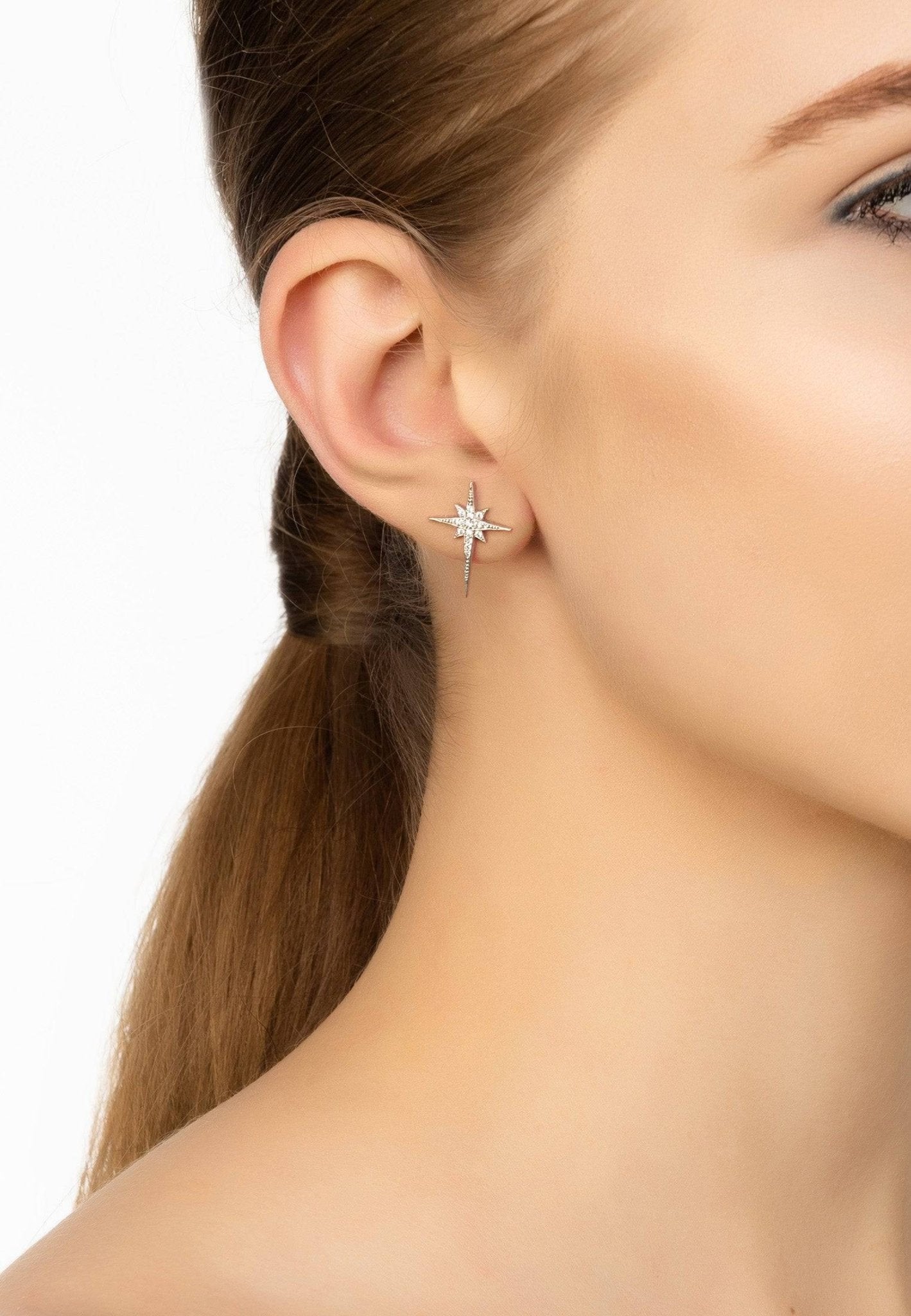 North Star Small Stud Earrings Silver - LATELITA Earrings