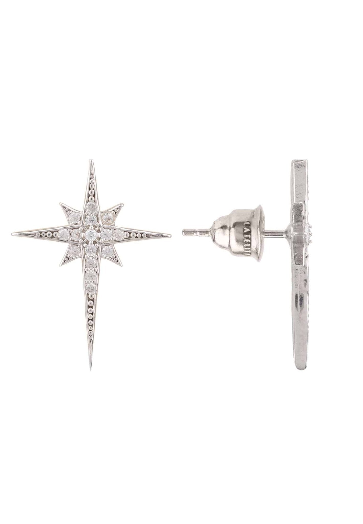 North Star Small Stud Earrings Silver - LATELITA Earrings
