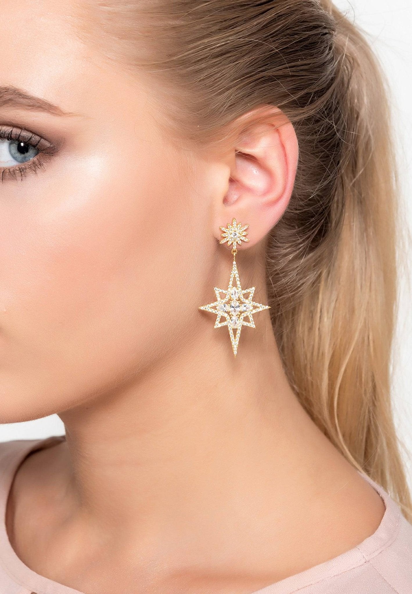 Northern Star Burst Drop Earrings Rosegold - LATELITA Earrings