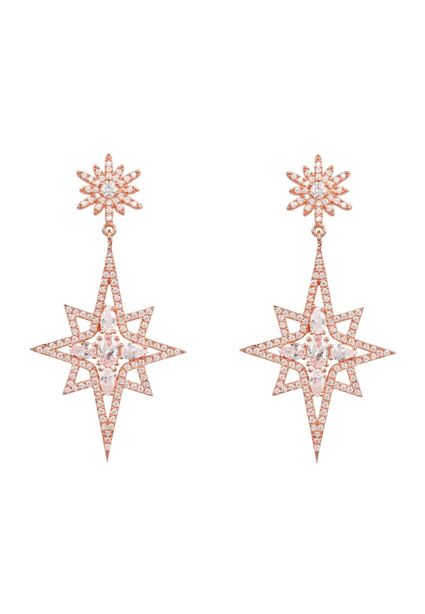Northern Star Burst Drop Earrings Rosegold - LATELITA Earrings