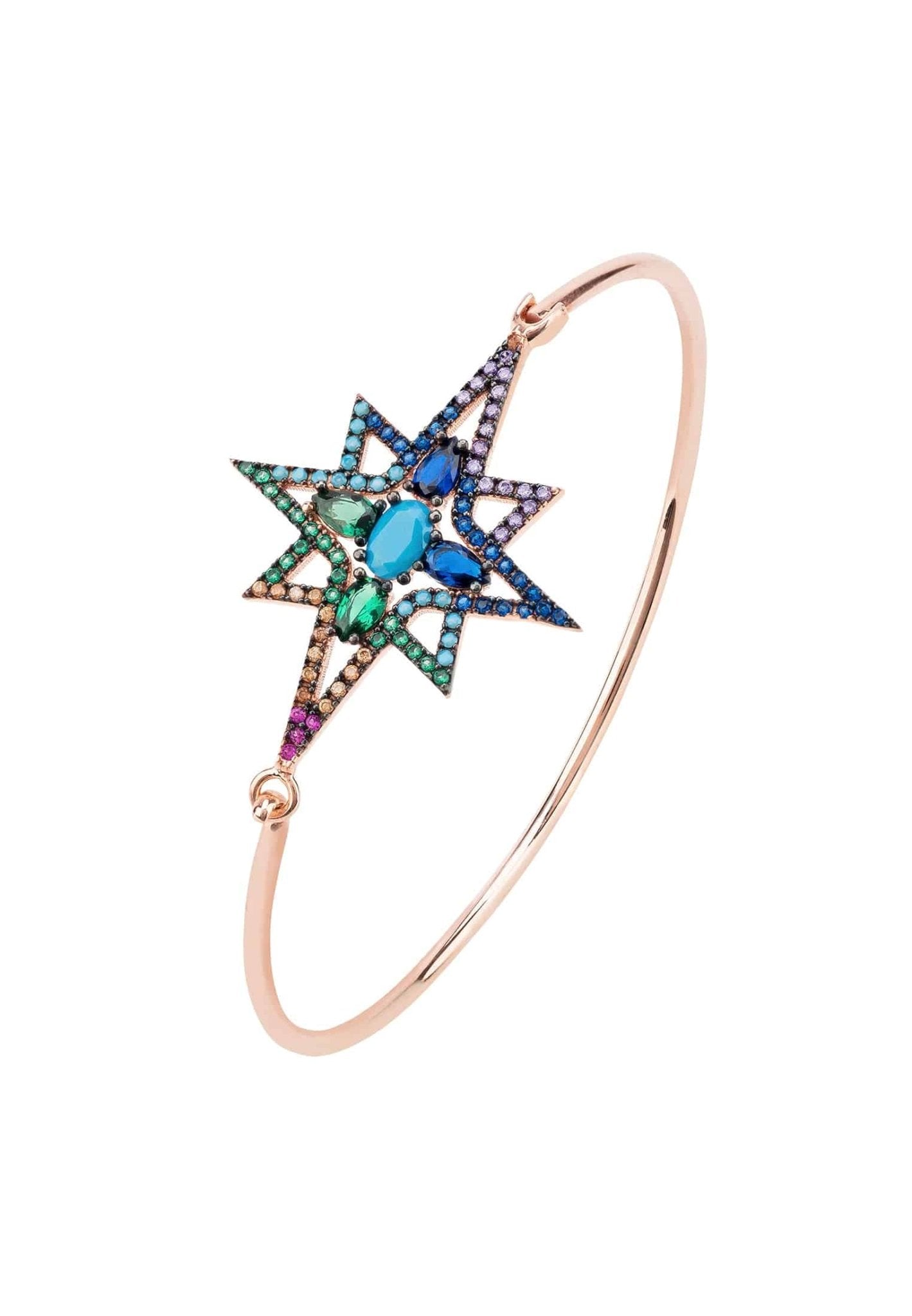 Northern Starburst Multi Coloured Bangle Rosegold - LATELITA Bracelets