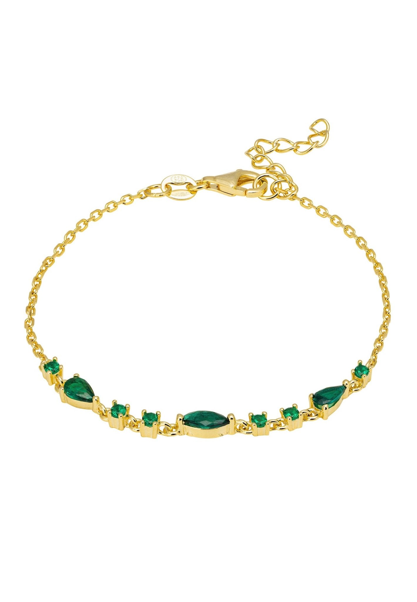 Olivia Bracelet Emerald Green Gold - LATELITA Bracelets
