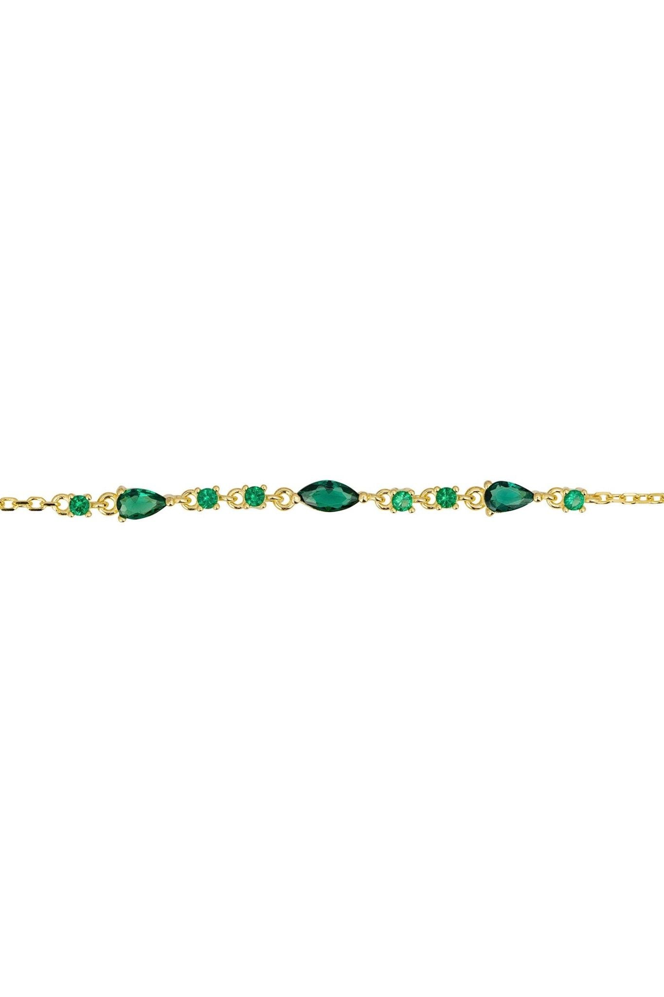 Olivia Bracelet Emerald Green Gold - LATELITA Bracelets