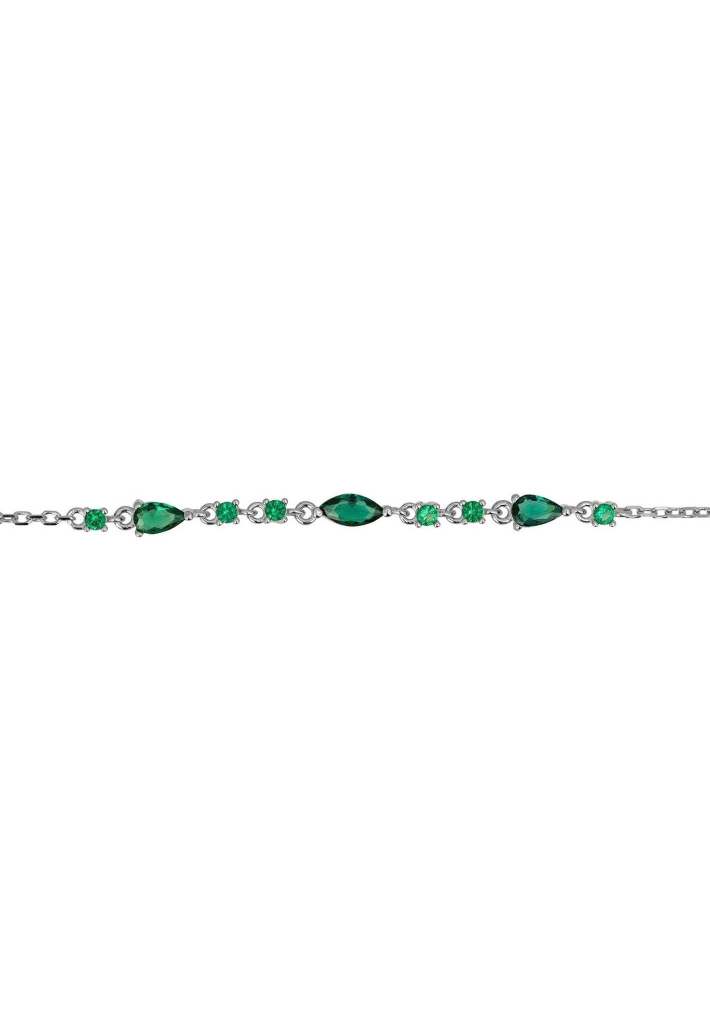 Olivia Bracelet Emerald Green Silver - LATELITA Bracelets