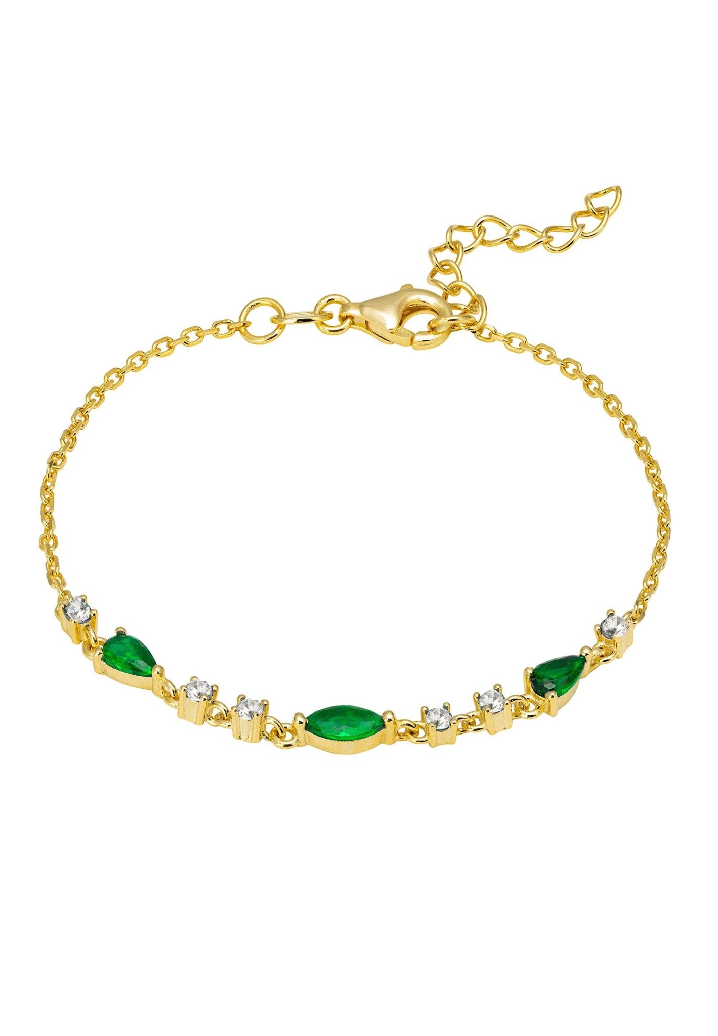 Olivia Gemstone Bracelets Gold Emerald Green & White Cz - LATELITA Bracelets