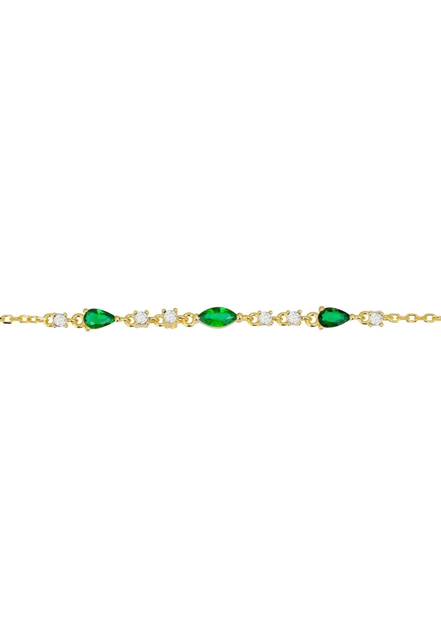Olivia Gemstone Bracelets Gold Emerald Green & White Cz - LATELITA Bracelets