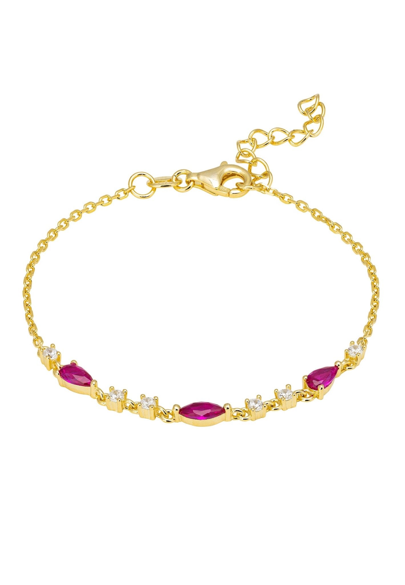 Olivia Gemstone Bracelets Gold Ruby & White Cz - LATELITA Bracelets