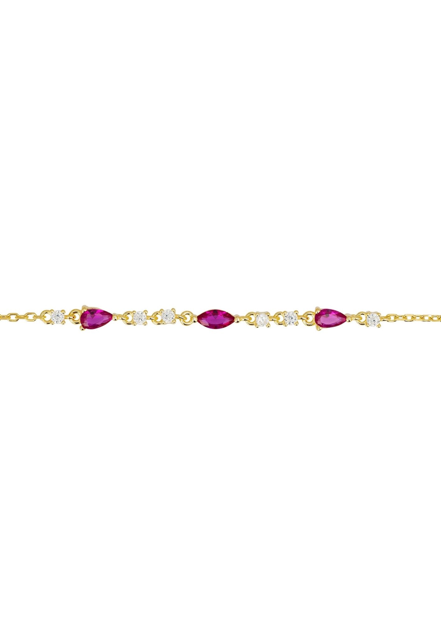 Olivia Gemstone Bracelets Gold Ruby & White Cz - LATELITA Bracelets