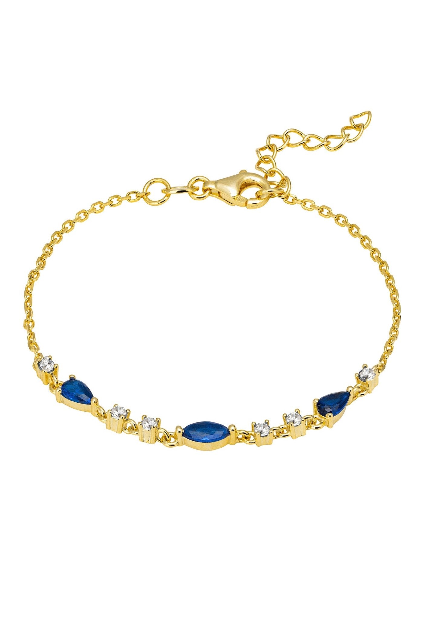 Olivia Gemstone Bracelets Gold Sapphire & White Cz - LATELITA Bracelets