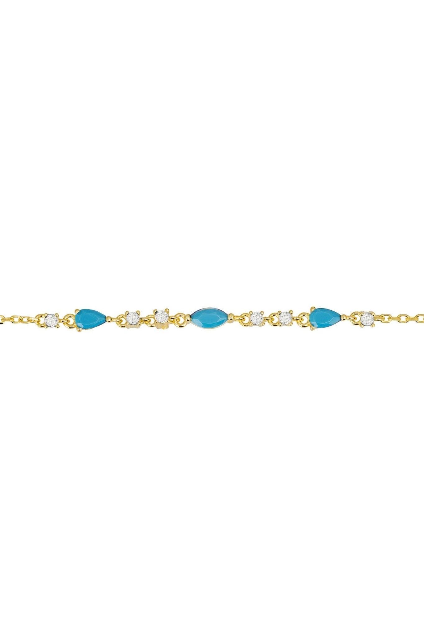 Olivia Gemstone Bracelets Gold Turquoise & White Cz - LATELITA Bracelets