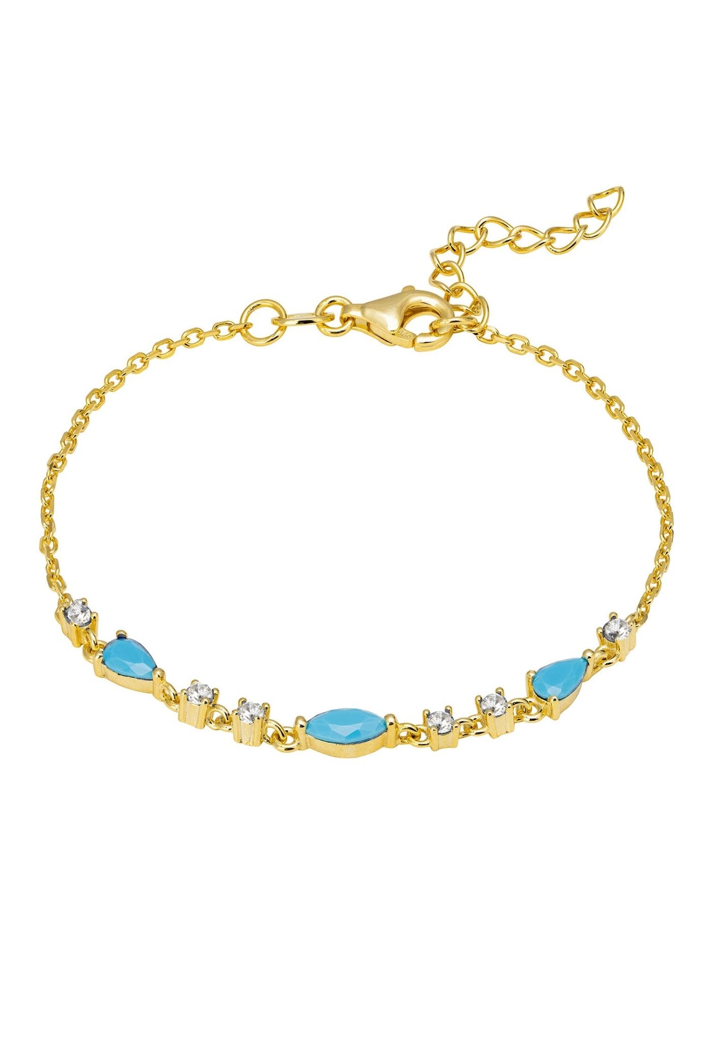 Olivia Gemstone Bracelets Gold Turquoise & White Cz - LATELITA Bracelets