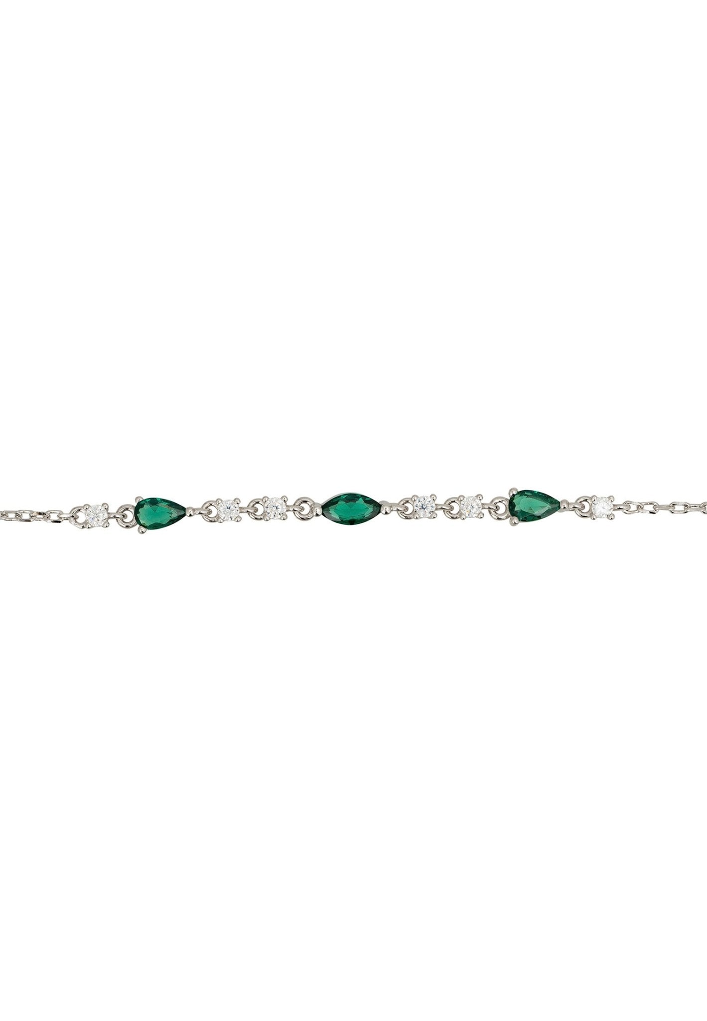 Olivia Gemstone Bracelets Silver Emerald & White Cz - LATELITA Bracelets