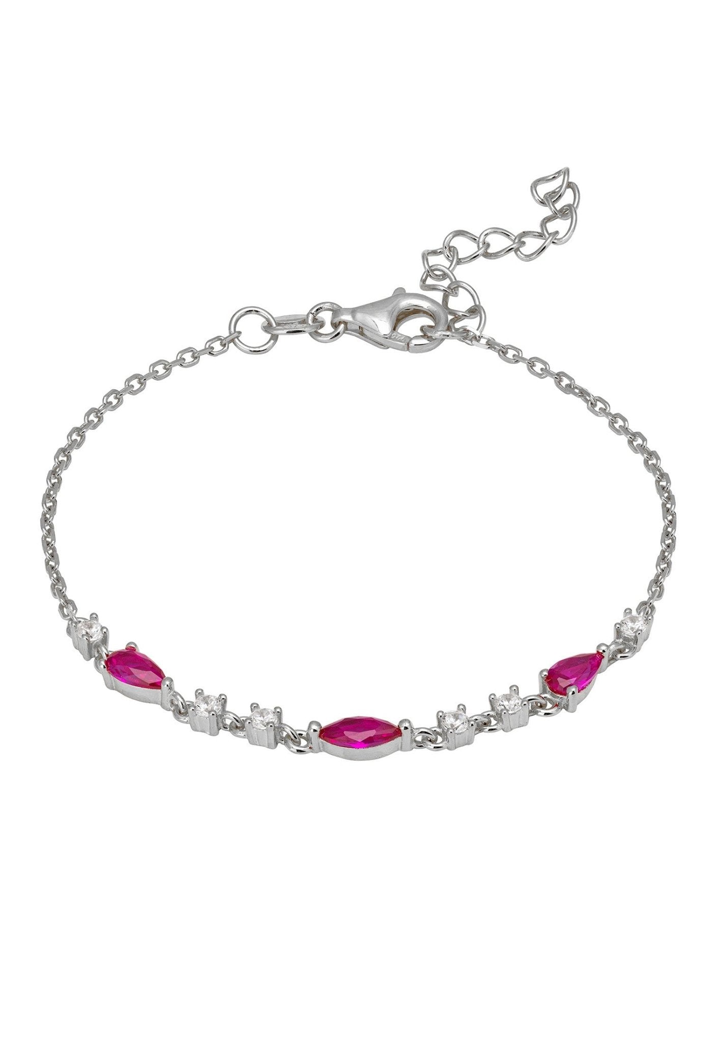 Olivia Gemstone Bracelets Silver Ruby & White Cz - LATELITA Bracelets
