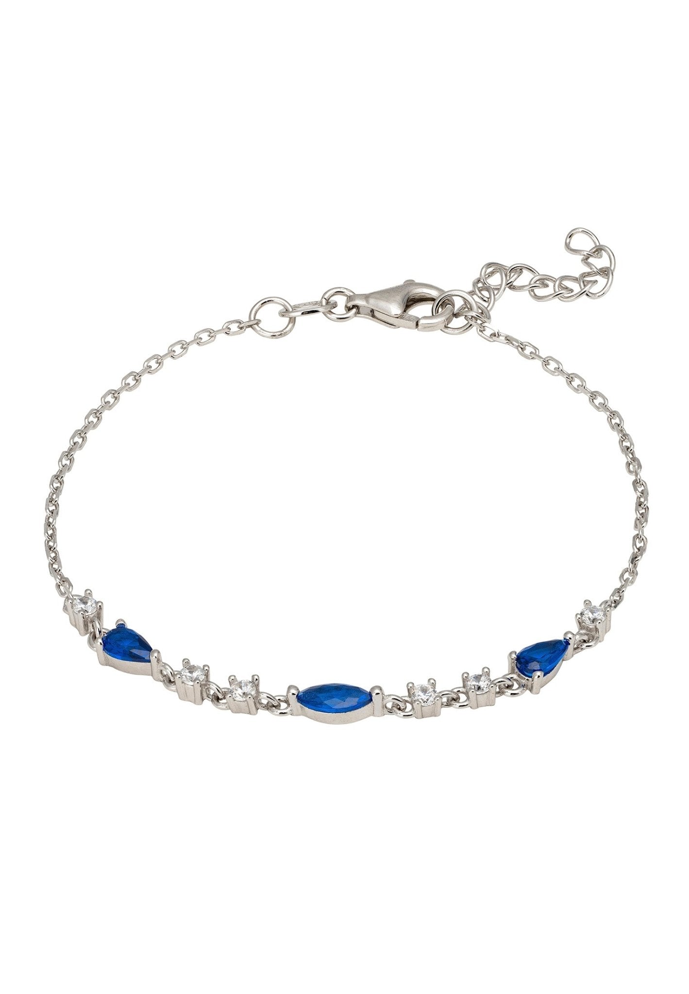 Olivia Gemstone Bracelets Silver Sapphire & White CZ - LATELITA Bracelets