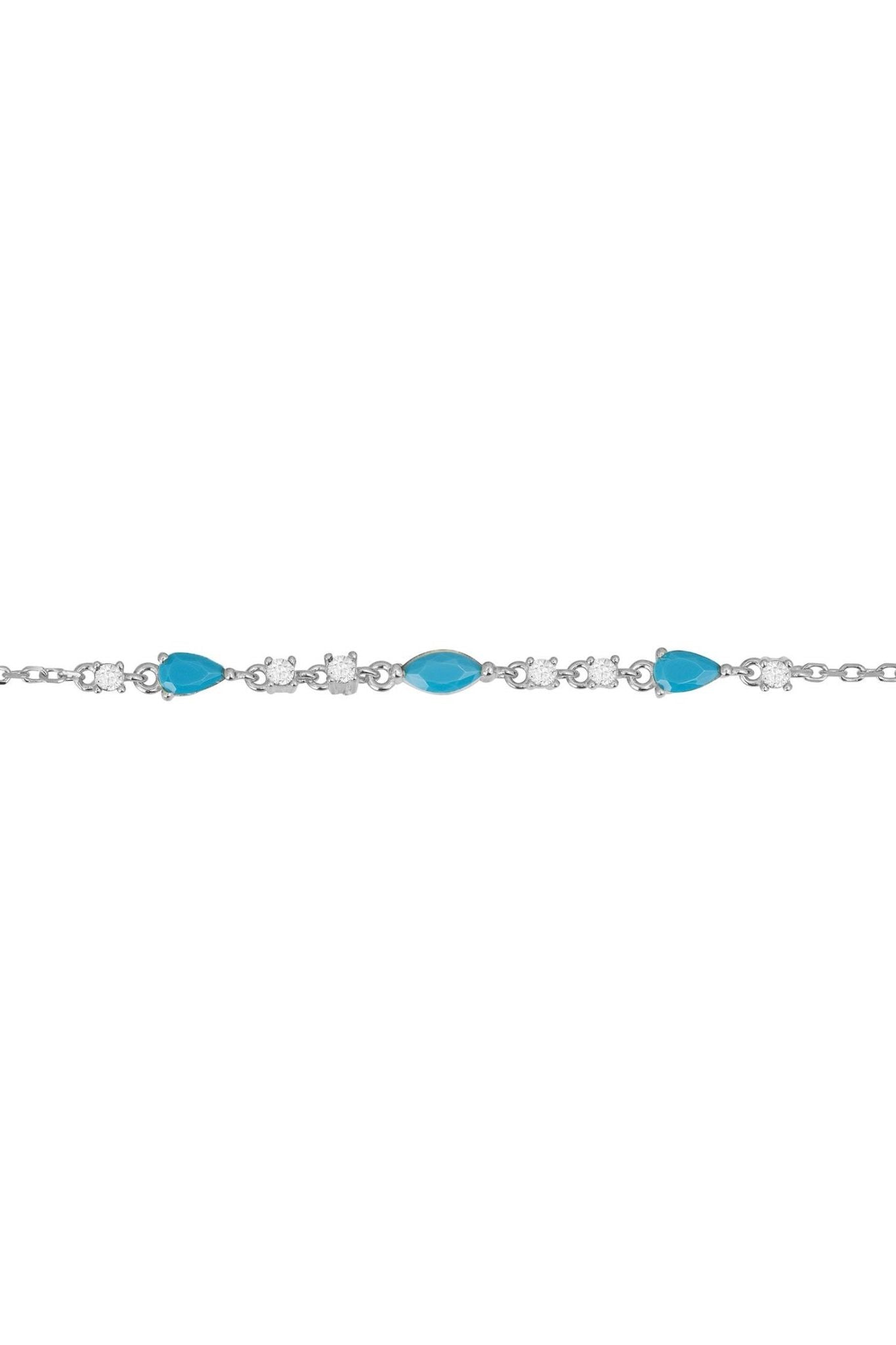 Olivia Gemstone Bracelets Silver Turquoise & White Cz - LATELITA Bracelets