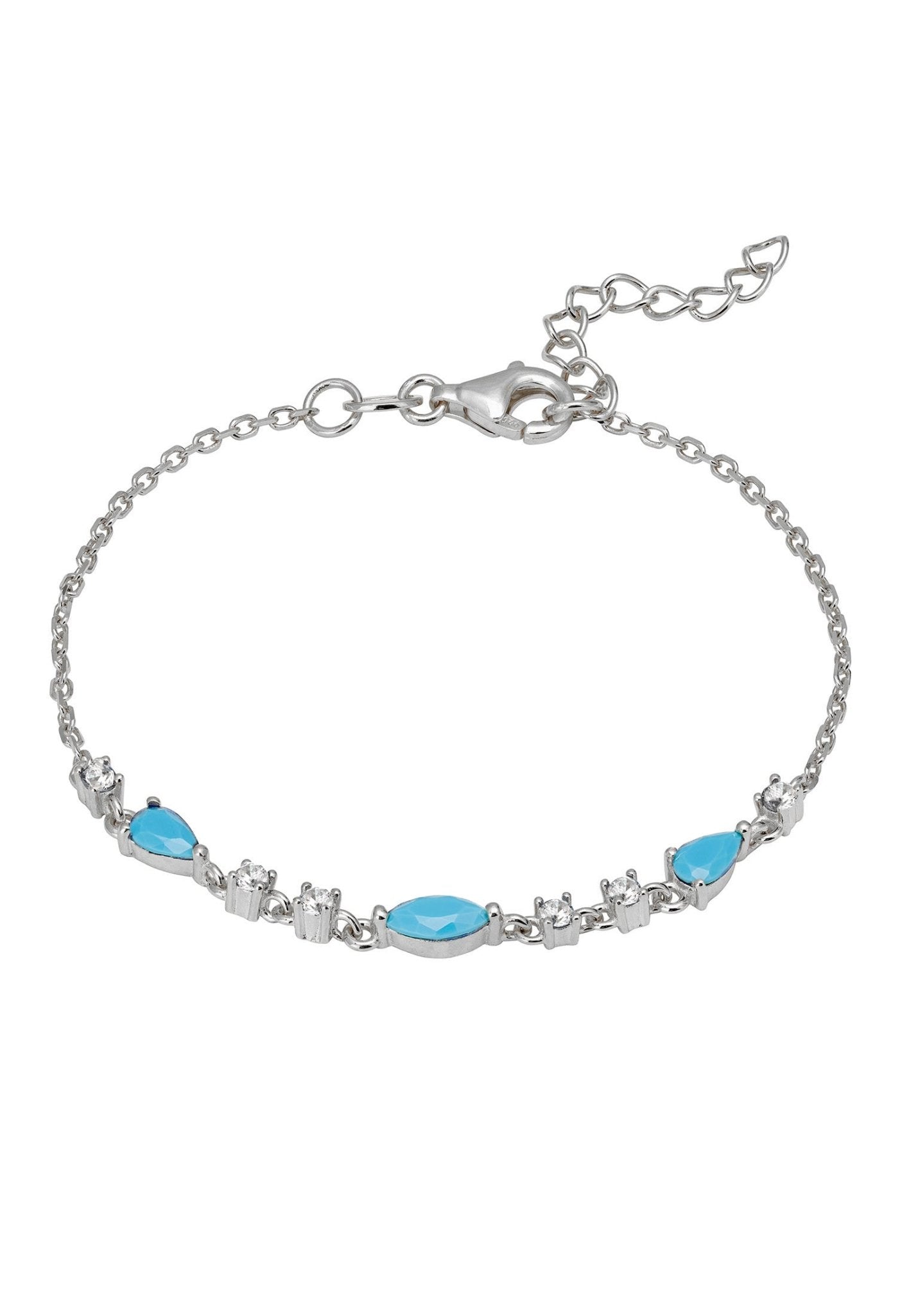 Olivia Gemstone Bracelets Silver Turquoise & White Cz - LATELITA Bracelets