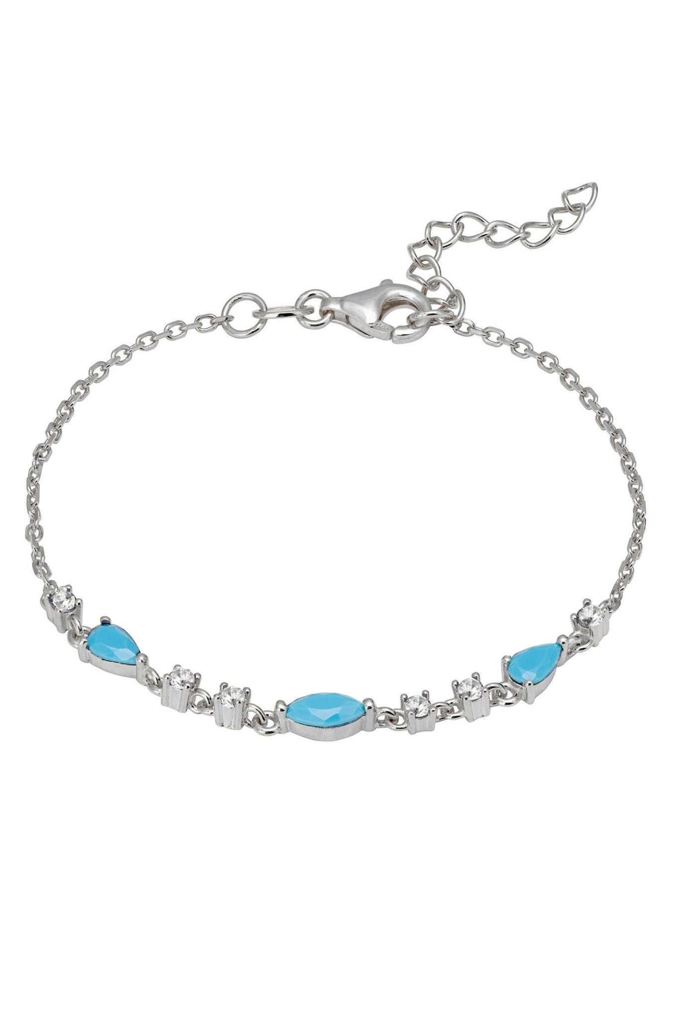 Olivia Gemstone Bracelets Silver Turquoise & White Cz - LATELITA Bracelets