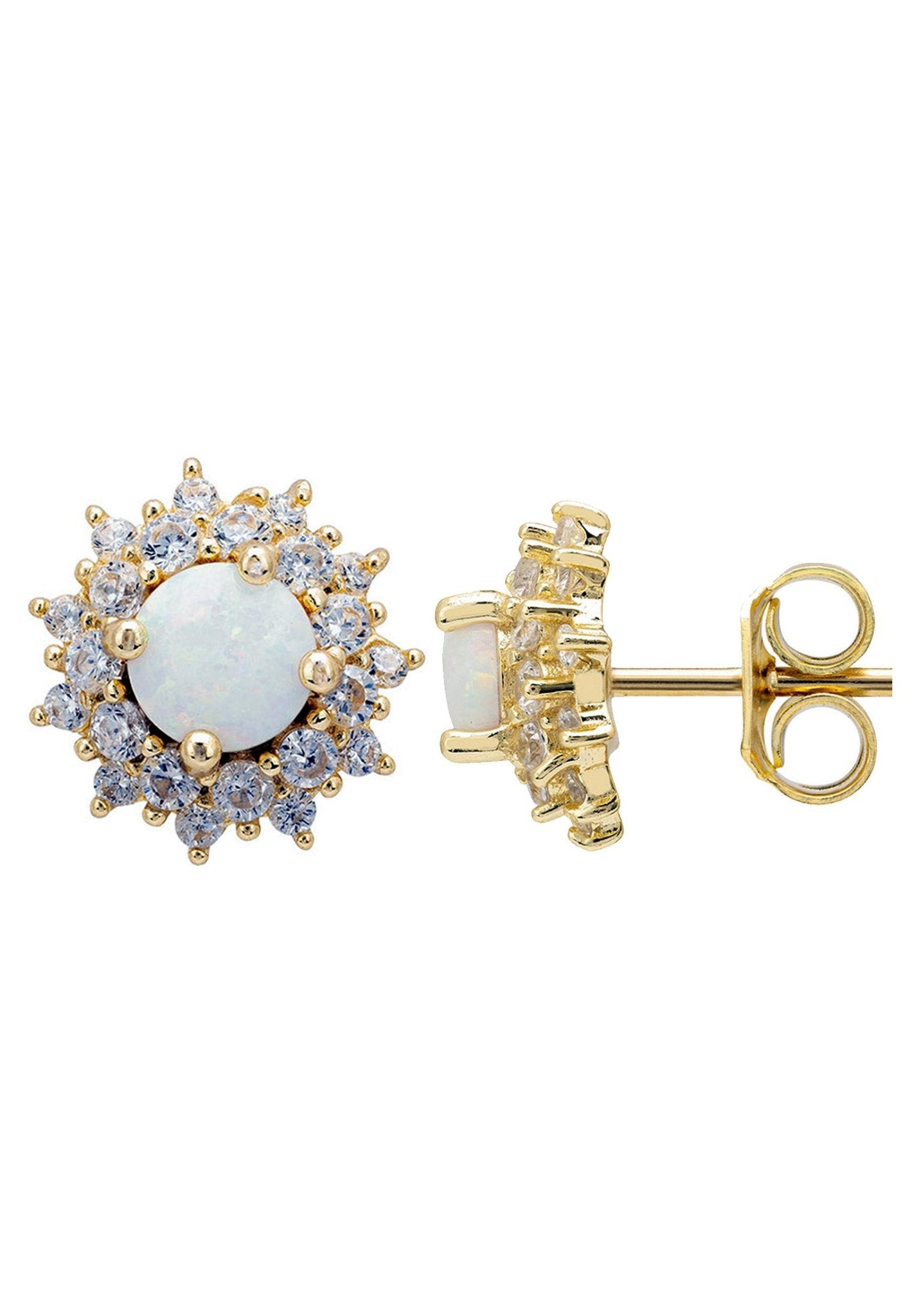 Opal And Flower Stud Earrings Gold - LATELITA Earrings