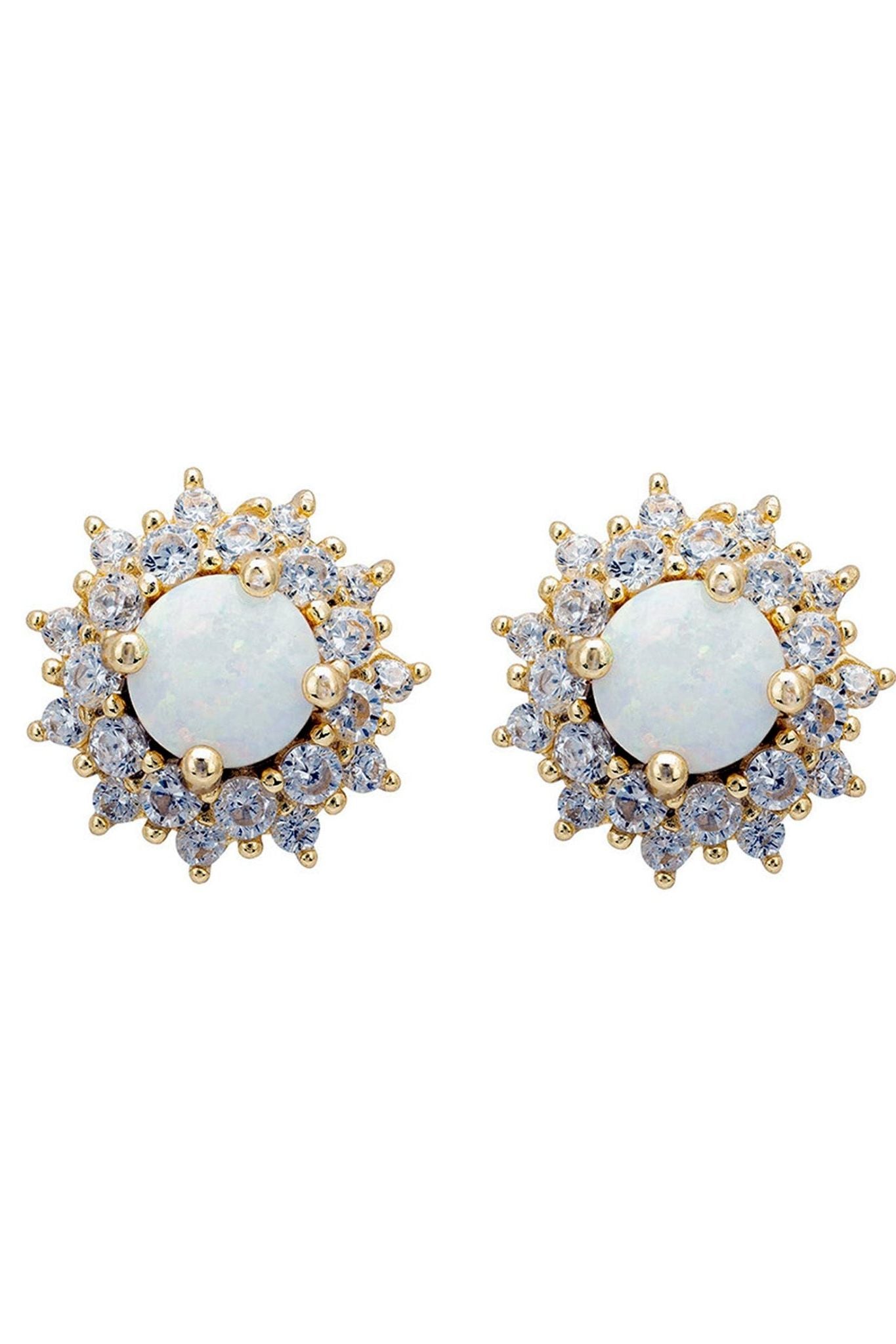 Opal And Flower Stud Earrings Gold - LATELITA Earrings
