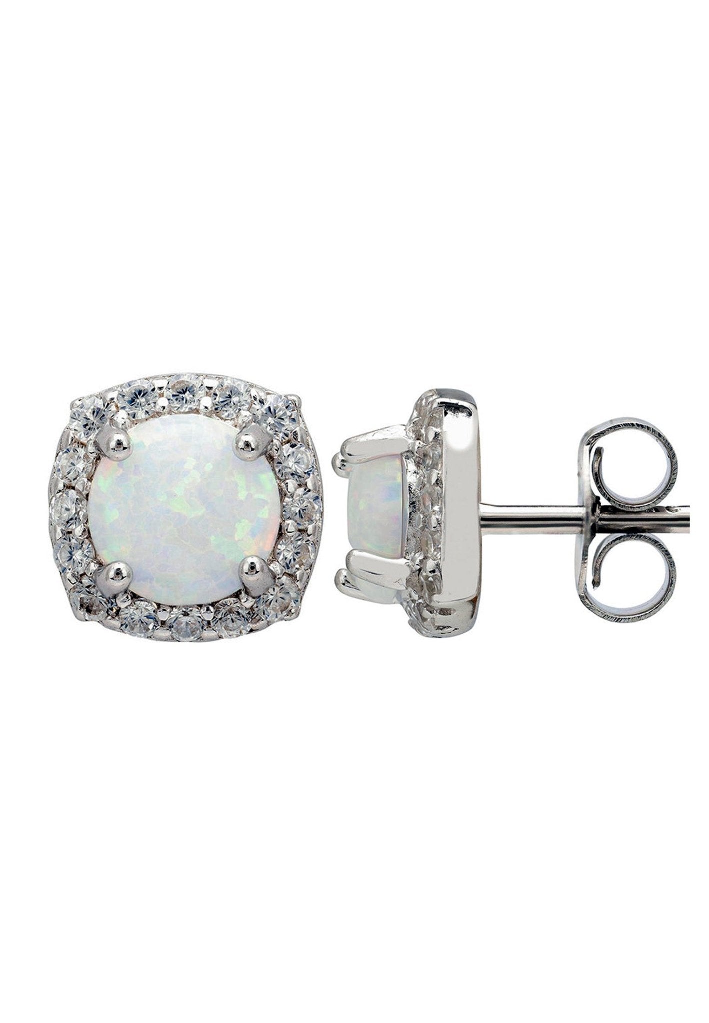 Opal And Sparkle Stud Earrings Silver - LATELITA Earrings