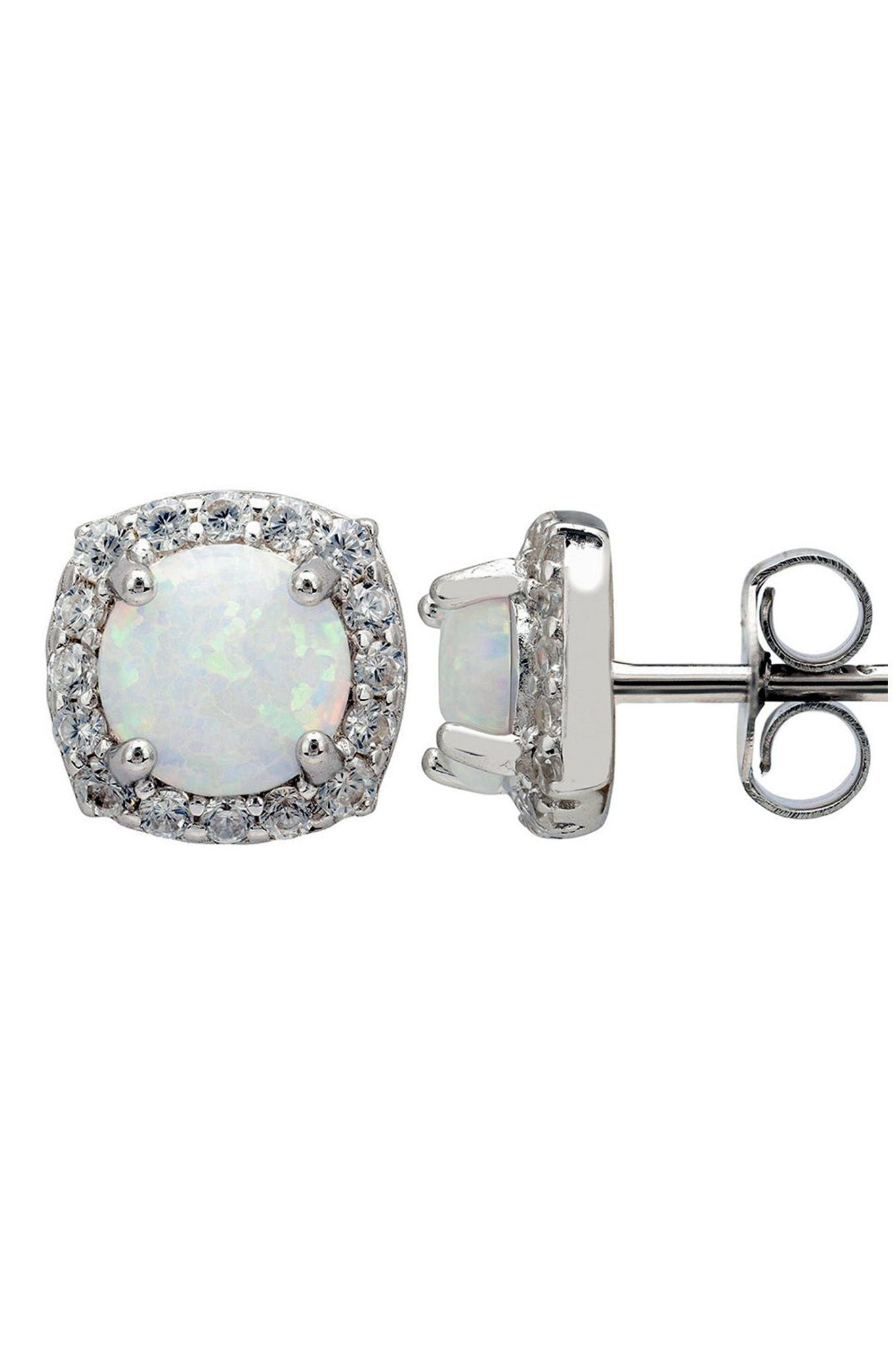 Opal And Sparkle Stud Earrings Silver - LATELITA Earrings