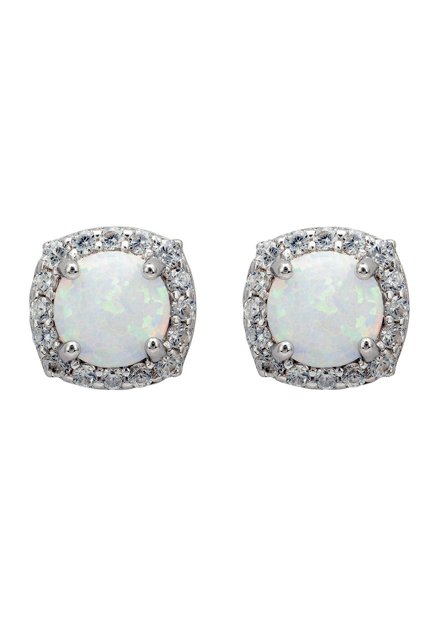 Opal And Sparkle Stud Earrings Silver - LATELITA Earrings
