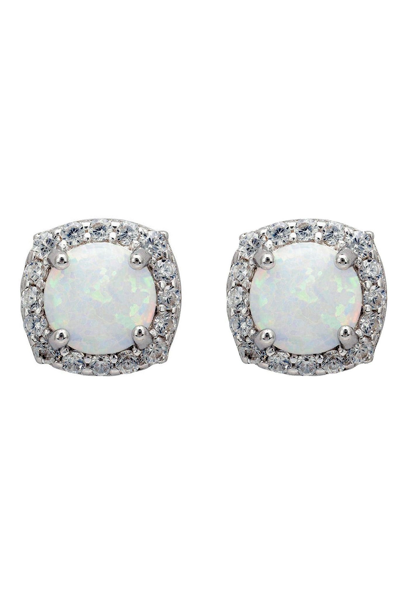 Opal And Sparkle Stud Earrings Silver - LATELITA Earrings
