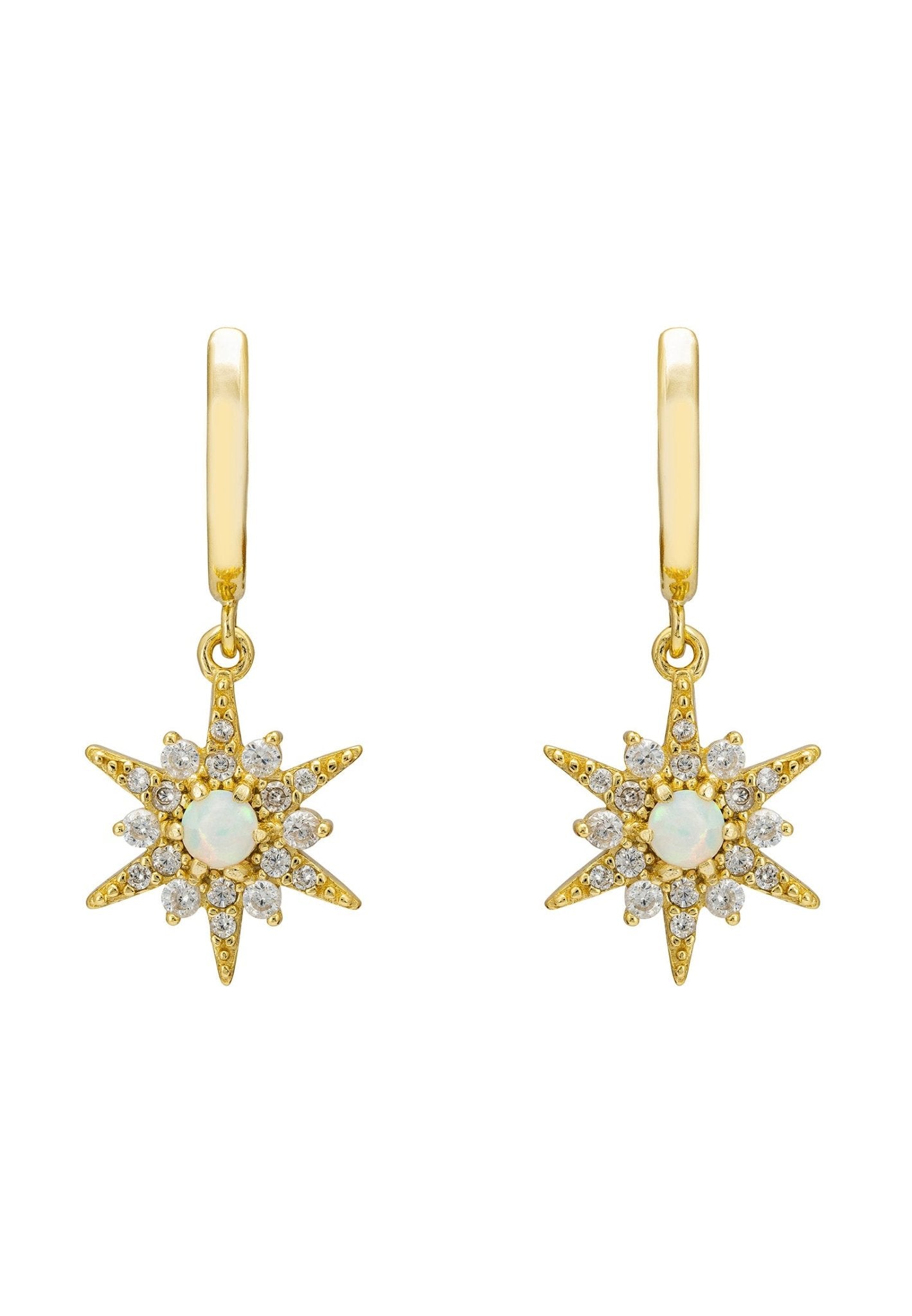 Opal Starburst Hoop Earrings Gold - LATELITA Earrings