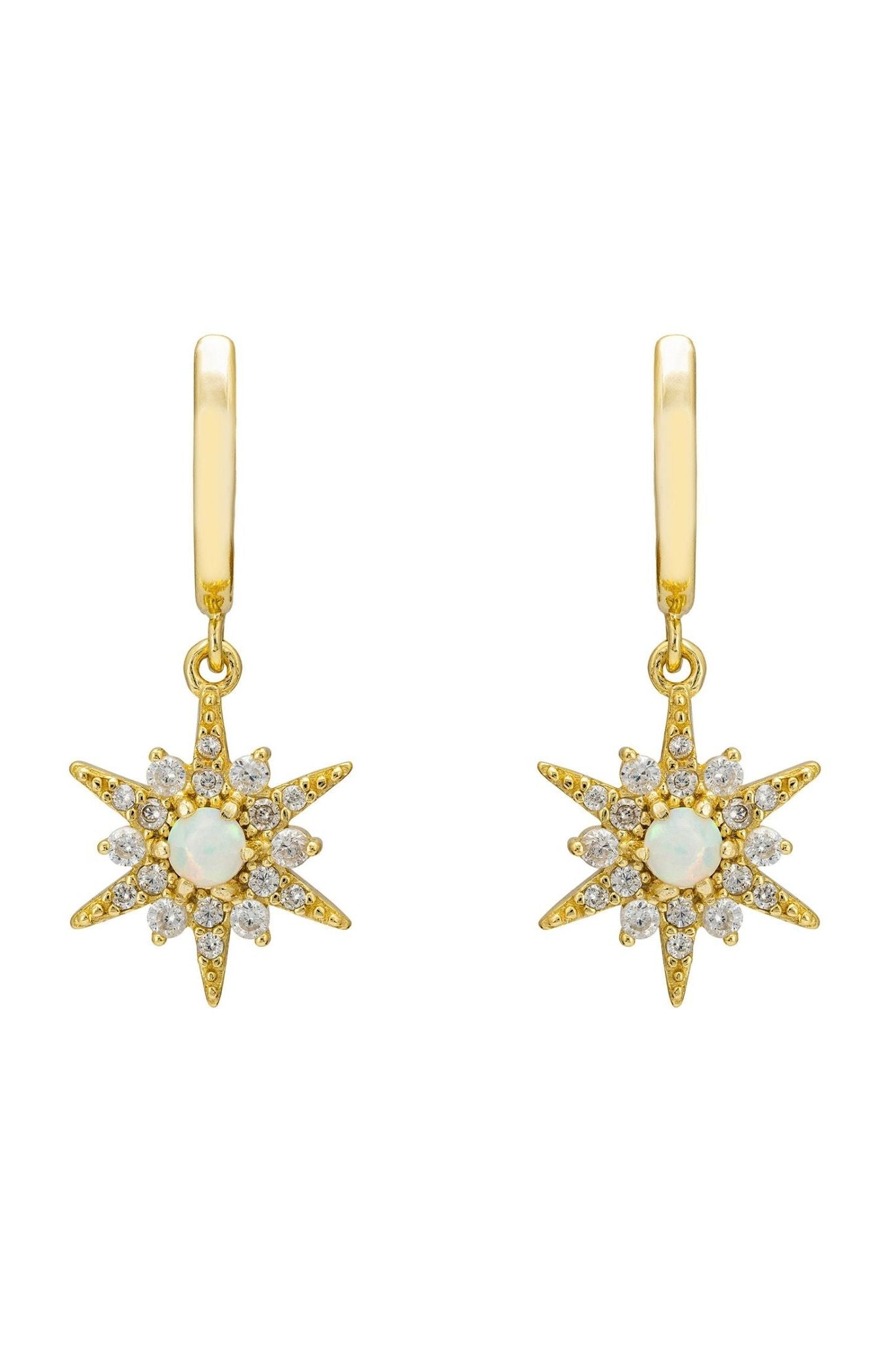 Opal Starburst Hoop Earrings Gold - LATELITA Earrings