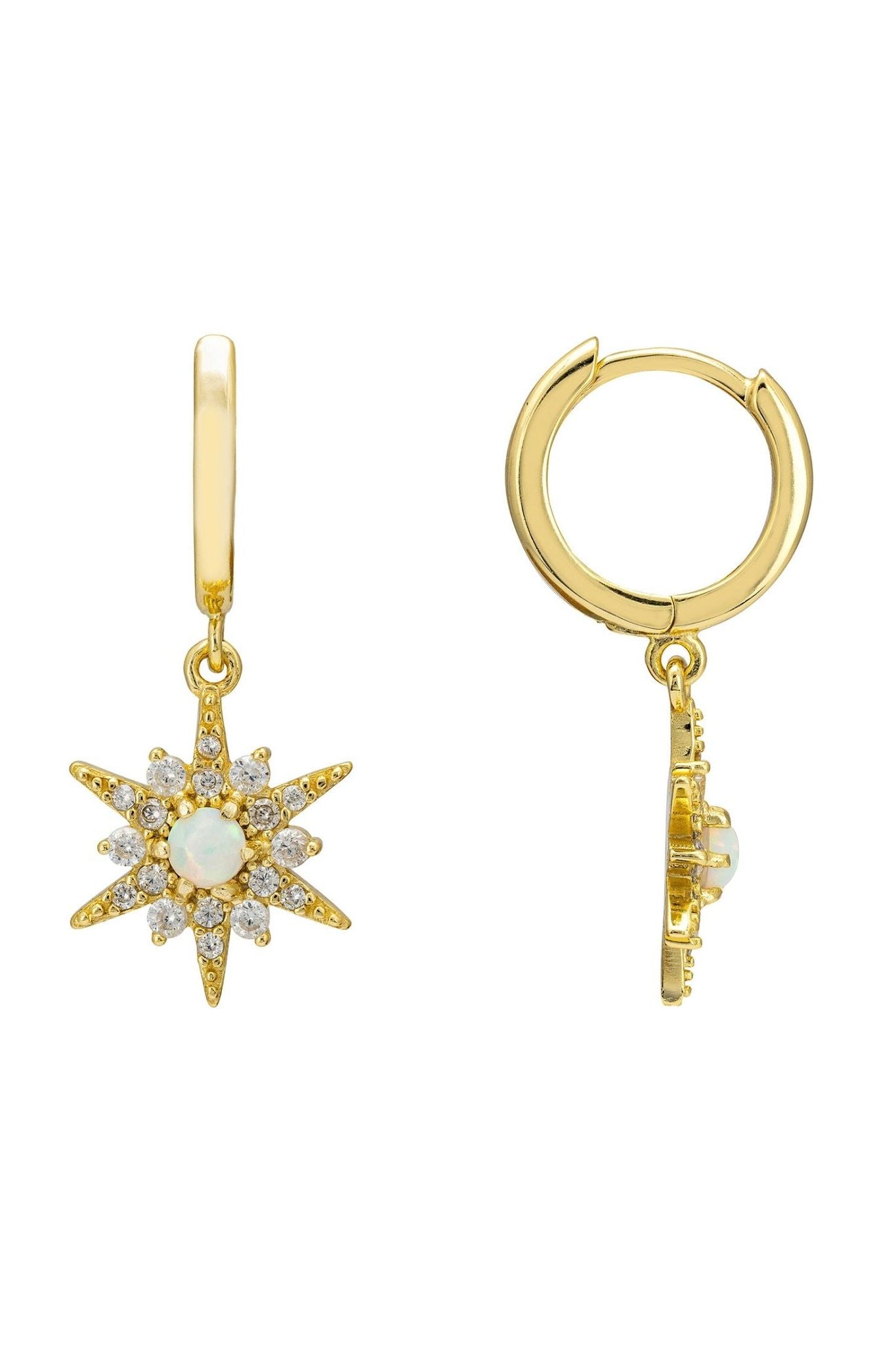 Opal Starburst Hoop Earrings Gold - LATELITA Earrings