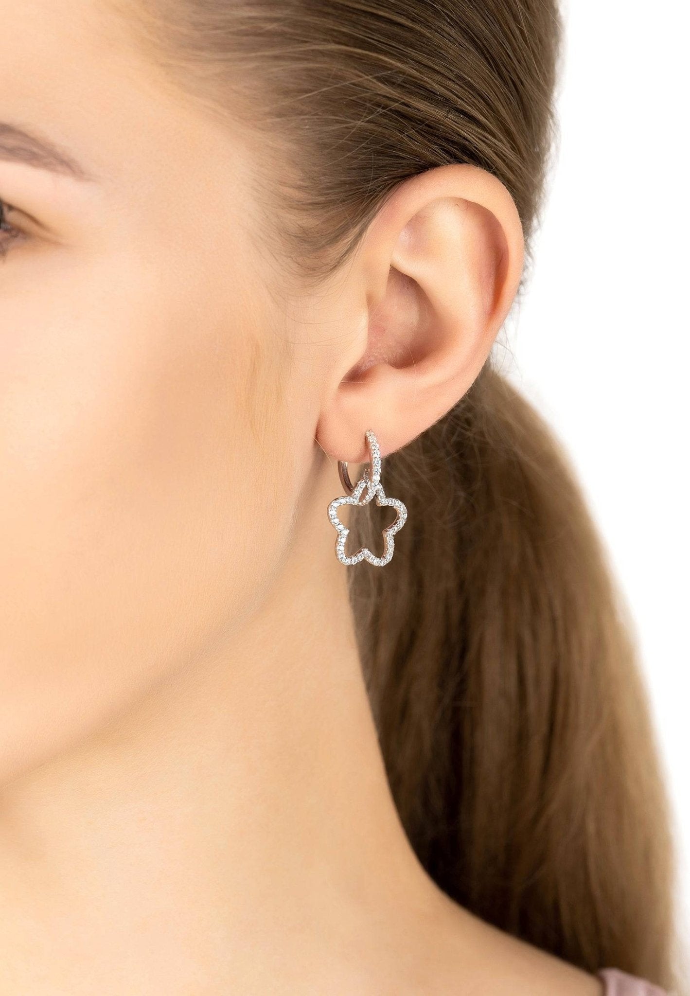 Open Blossom Hoop Earrings Silver - LATELITA Earrings