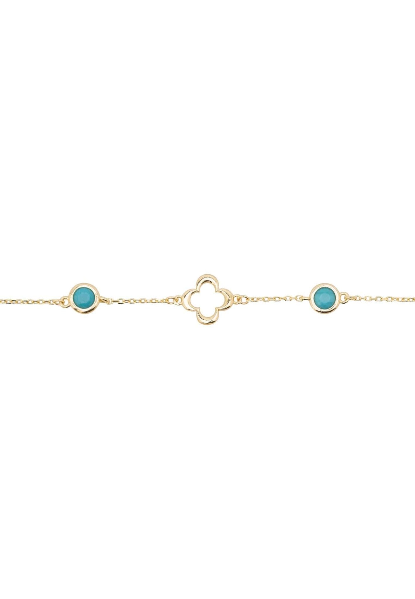 Open Clover Gemstone Bracelet Gold Turquoise - LATELITA Bracelets