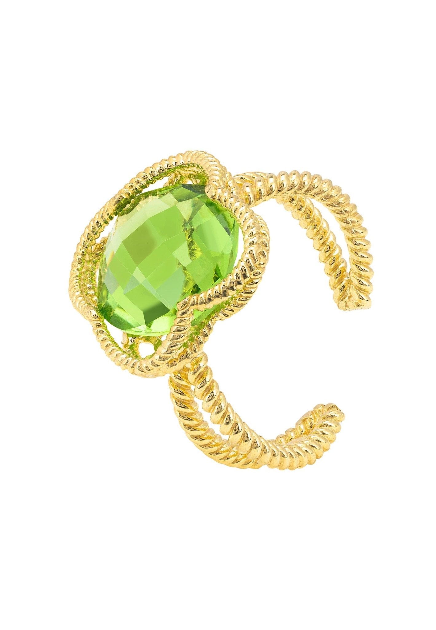 Open Clover Gemstone Cocktail Ring Gold Peridot - LATELITA Rings