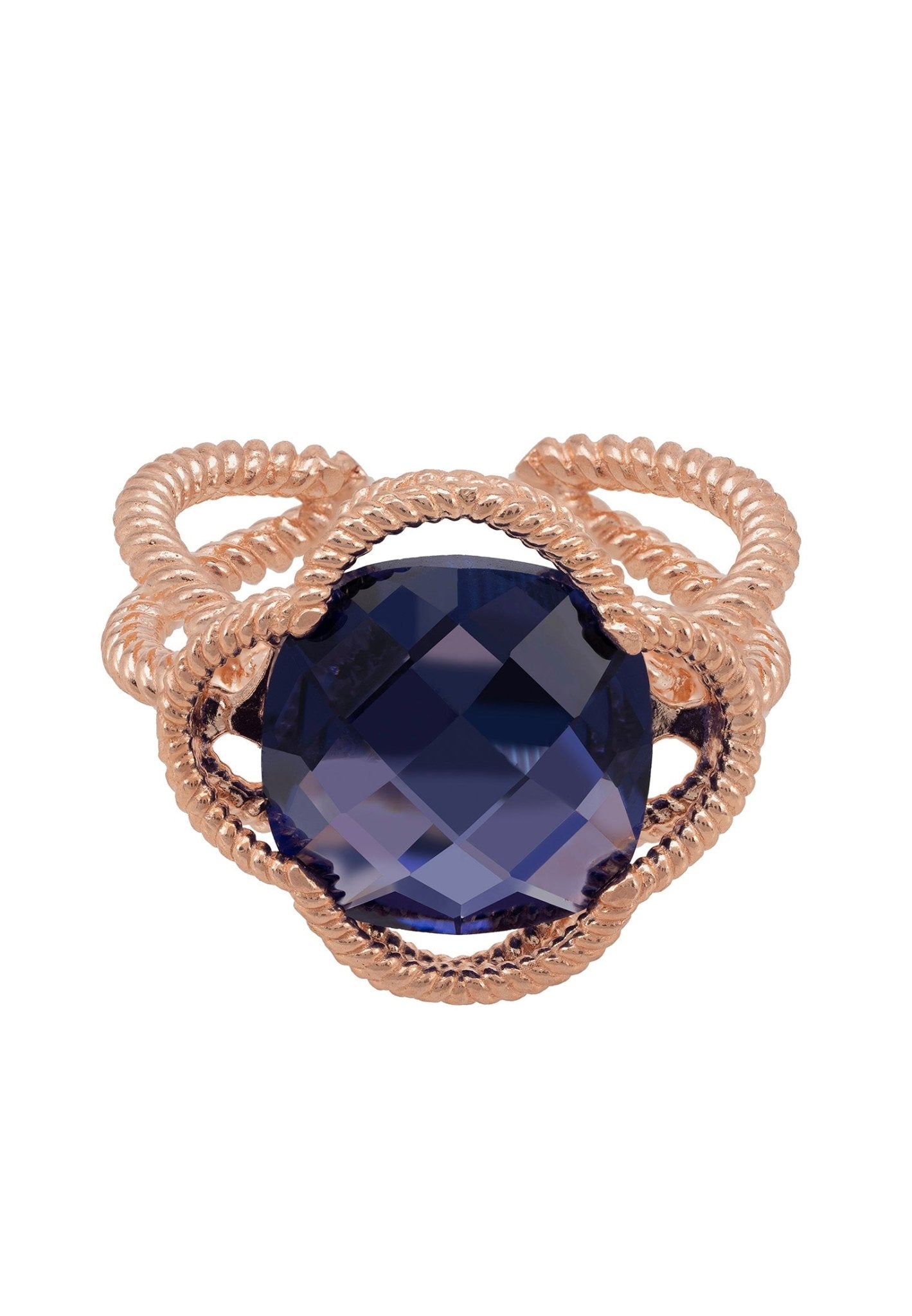 Open Clover Gemstone Cocktail Ring Rosegold Amethyst - LATELITA Rings