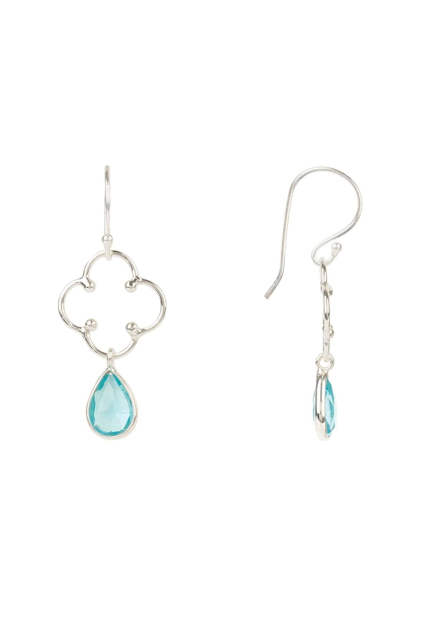 Open Clover Gemstone Drop Earrings Silver Blue Topaz - LATELITA Earrings