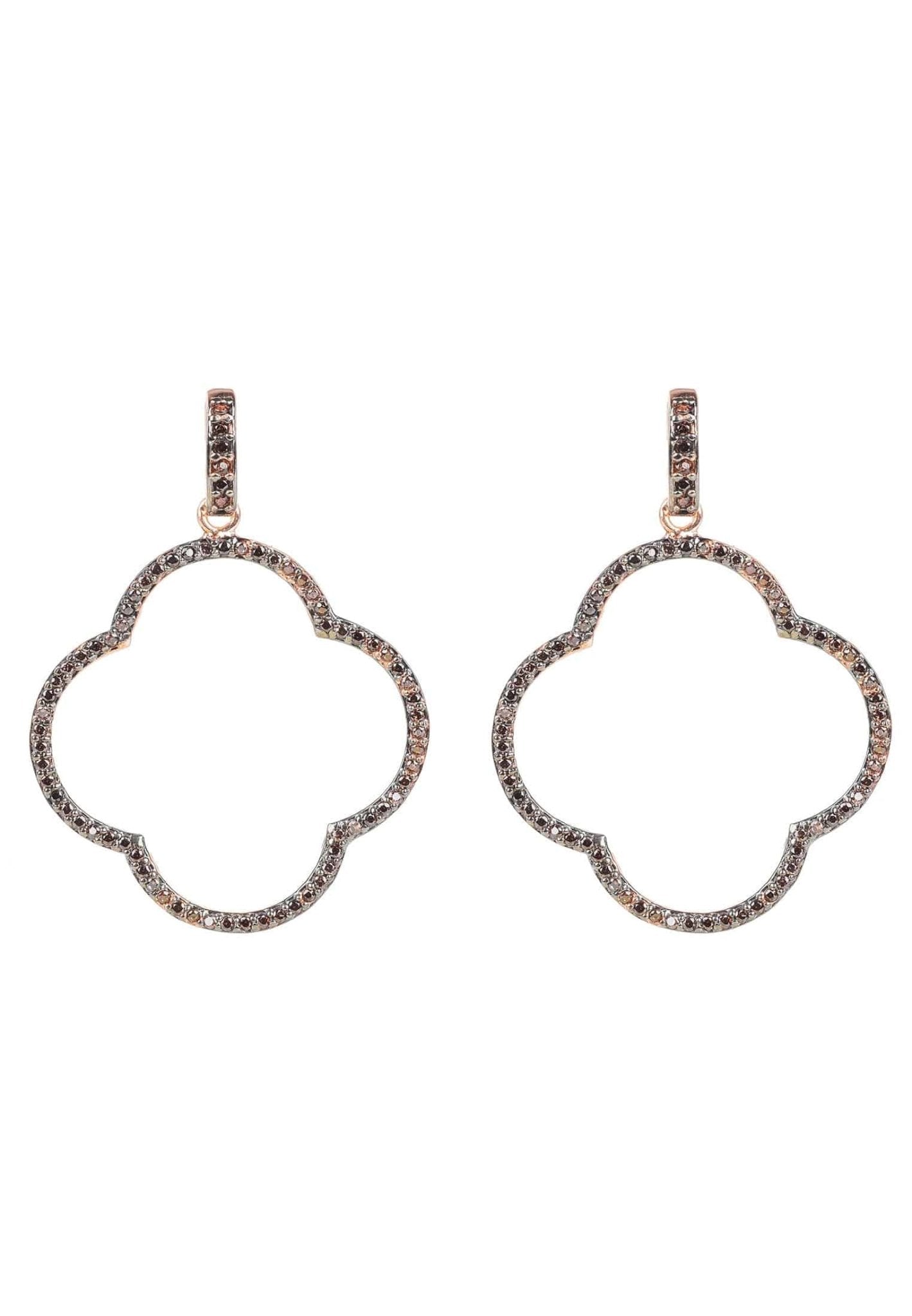 Open Clover Large Drop Earrings Chocolate Rosegold - LATELITA Earrings